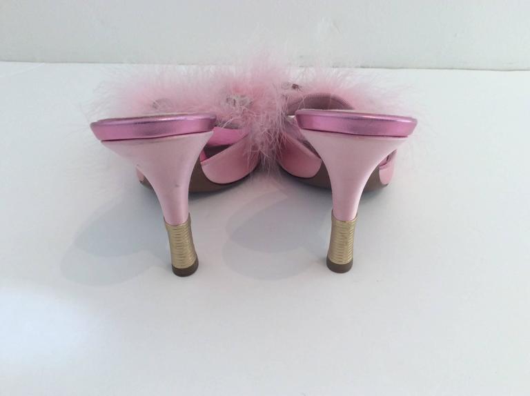 pink feather mules