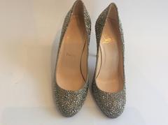 Christian Louboutin Fifi Swarovski-CrystalEncrusted  Gold Pumps (sz 37)