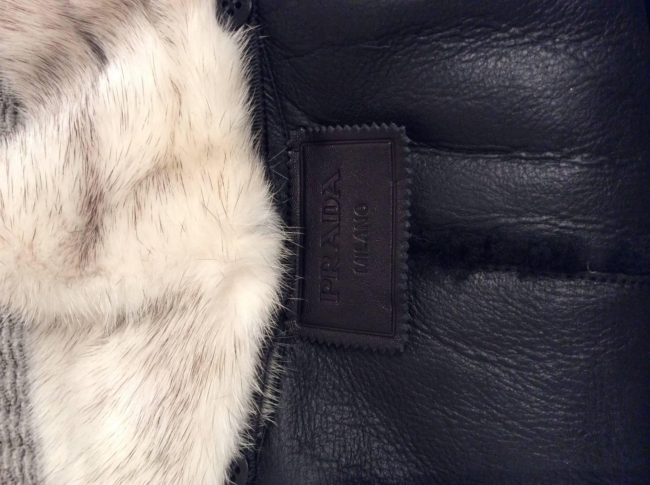 Women's or Men's Prada Black Shearling Jacket With Removable White Mink Collar Sz42