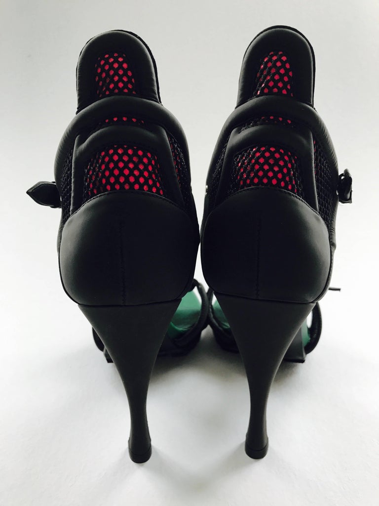 Balenciaga Black and Green High Heel Lug Sole Sandals Sz 39 at 1stDibs