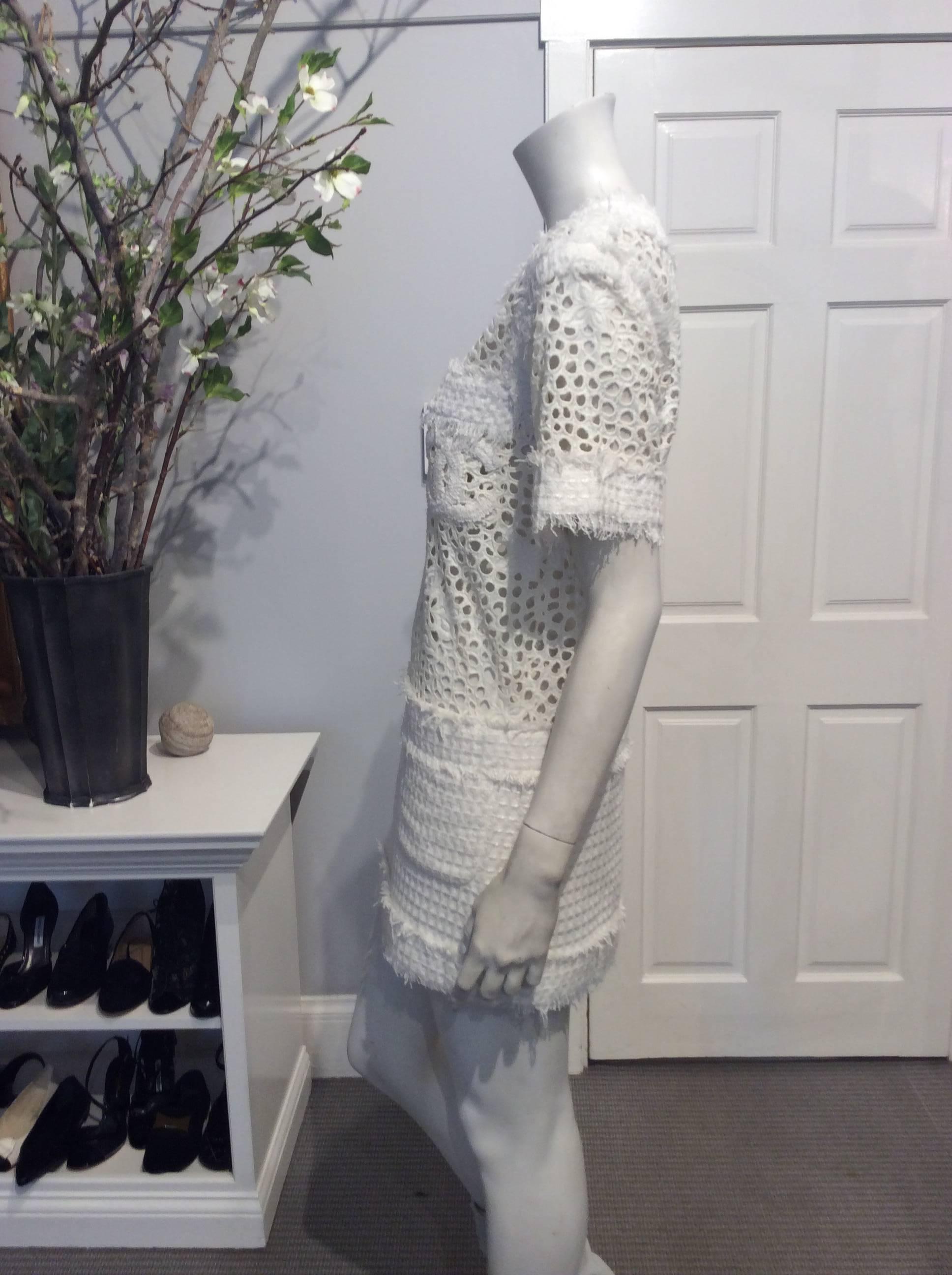 Gray Chanel Off White Dress Sz 34