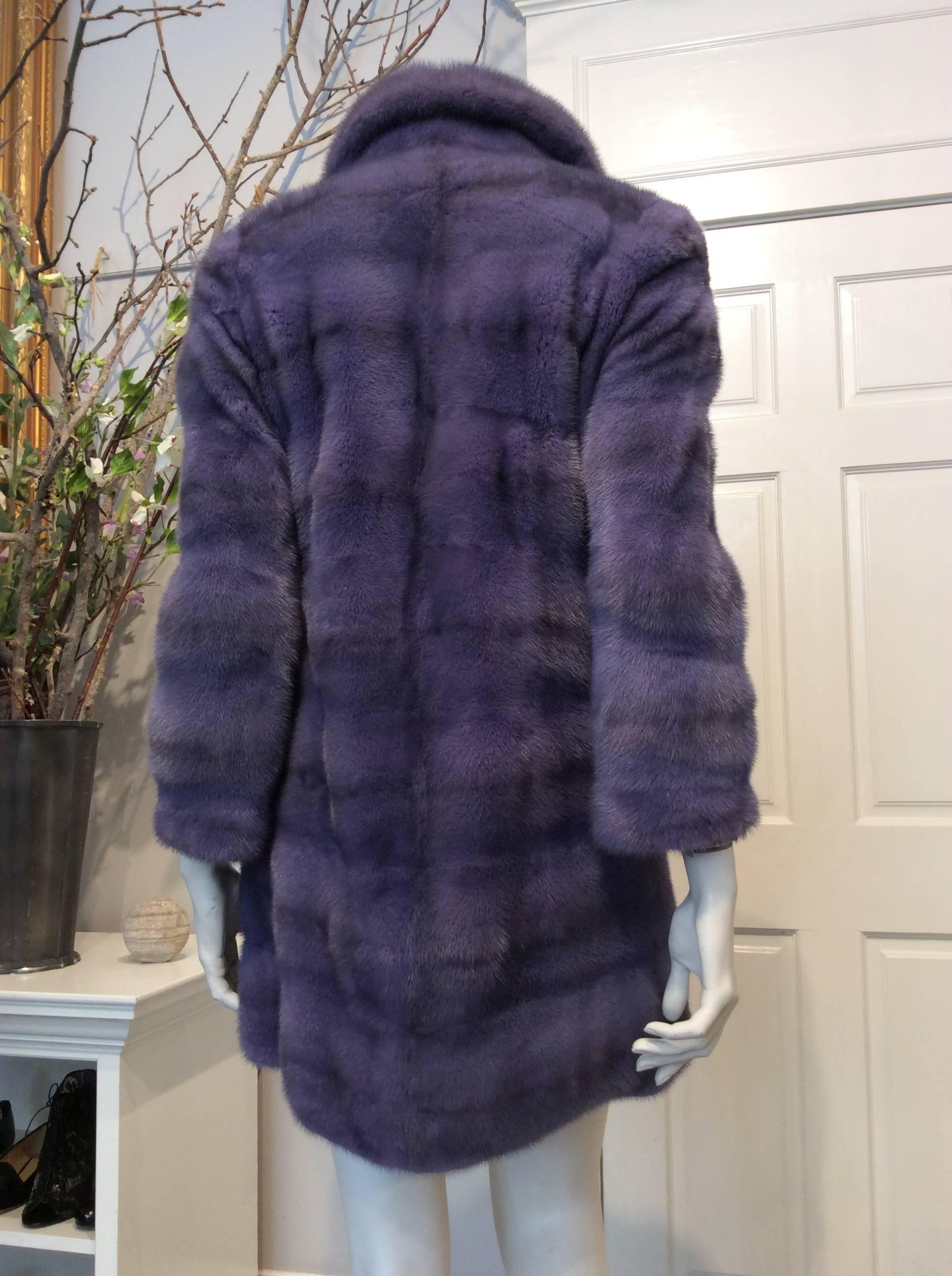 Black Christian Dior Dark Lavender Mink Coat Sz S 