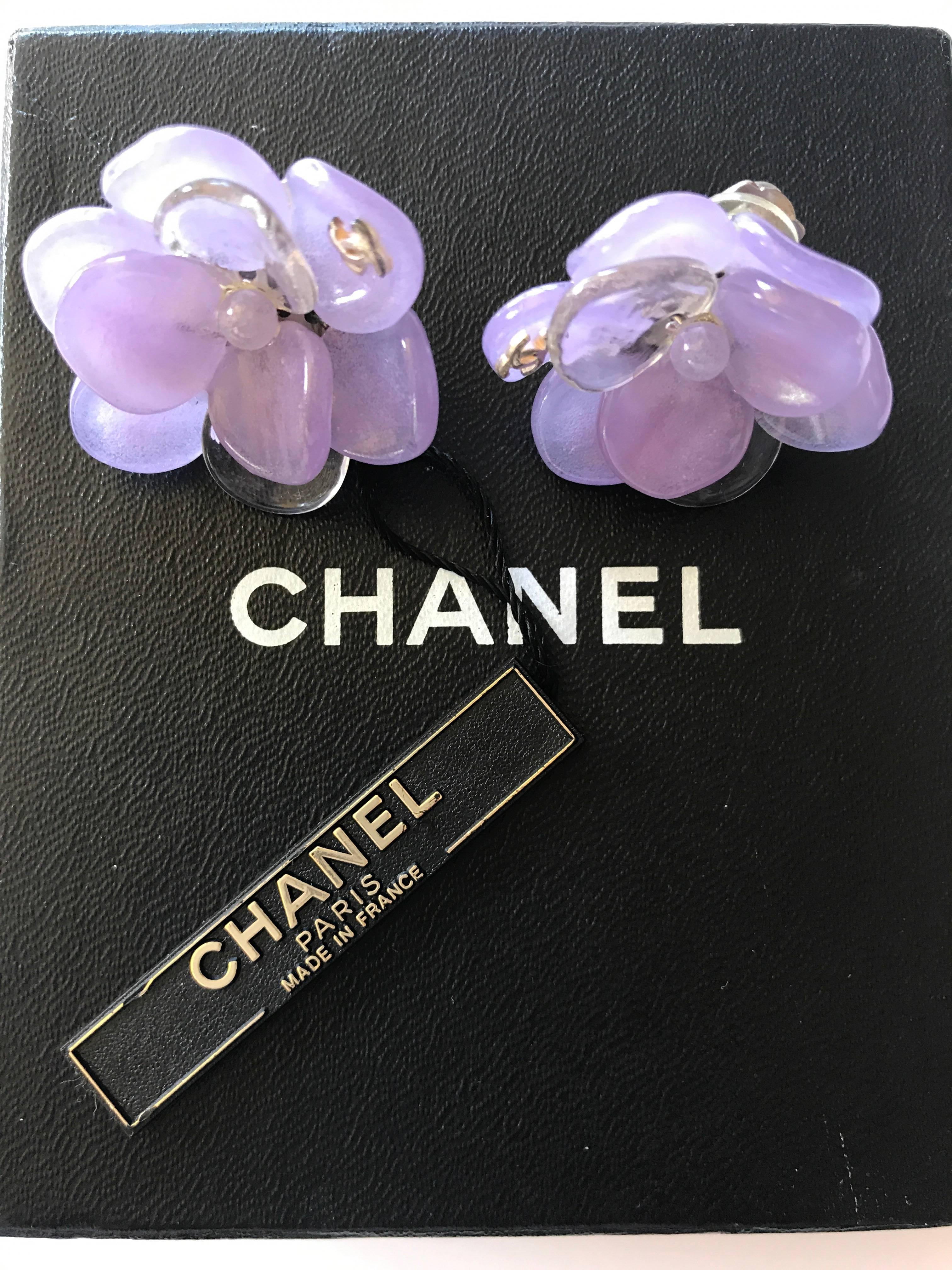 Women's Chanel Purple Camellia GripoixEarrings 