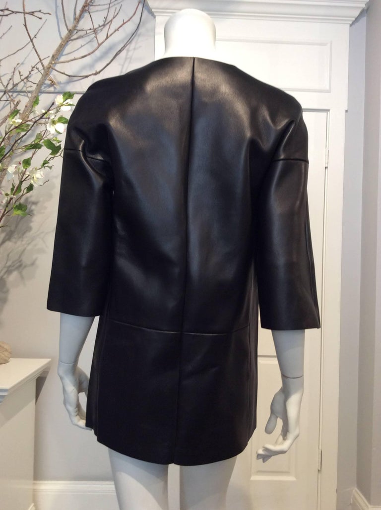 Celine Black Leather And Leopard Print Ponyhair Jacket Sz 36 (4) For ...