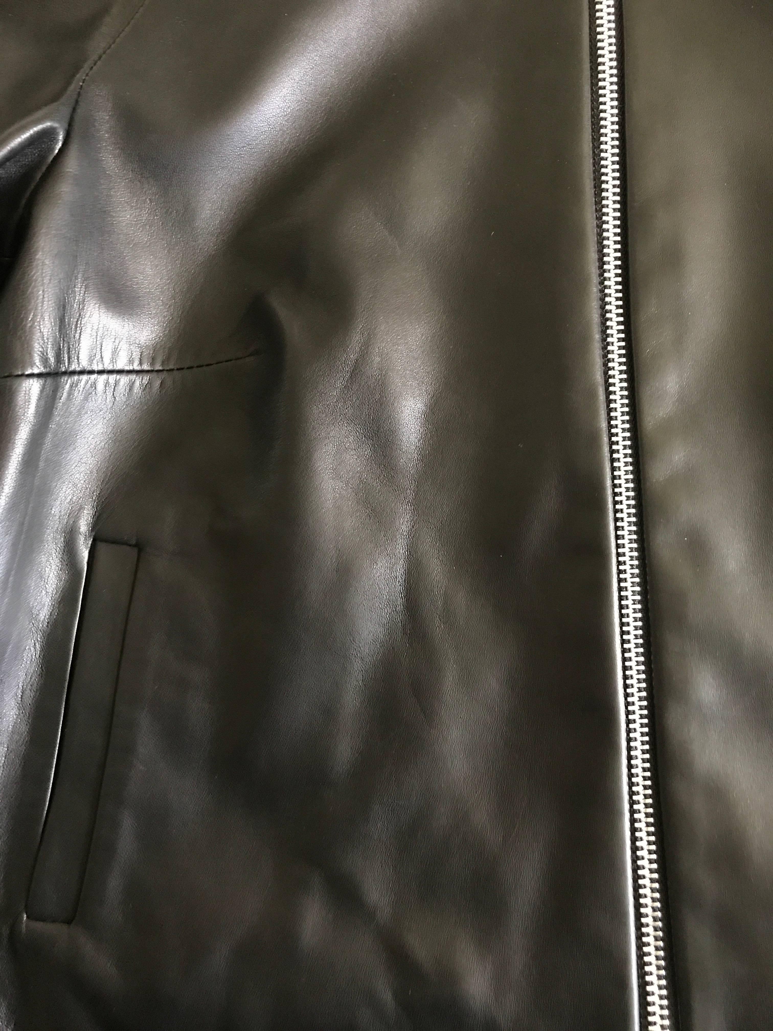Christopher Kane Black Leather Bomber Jacket  UK Sz6 (US 2) For Sale 3