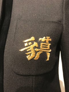 Balenciaga Black Coat With Asian Letters On Breast Pocket