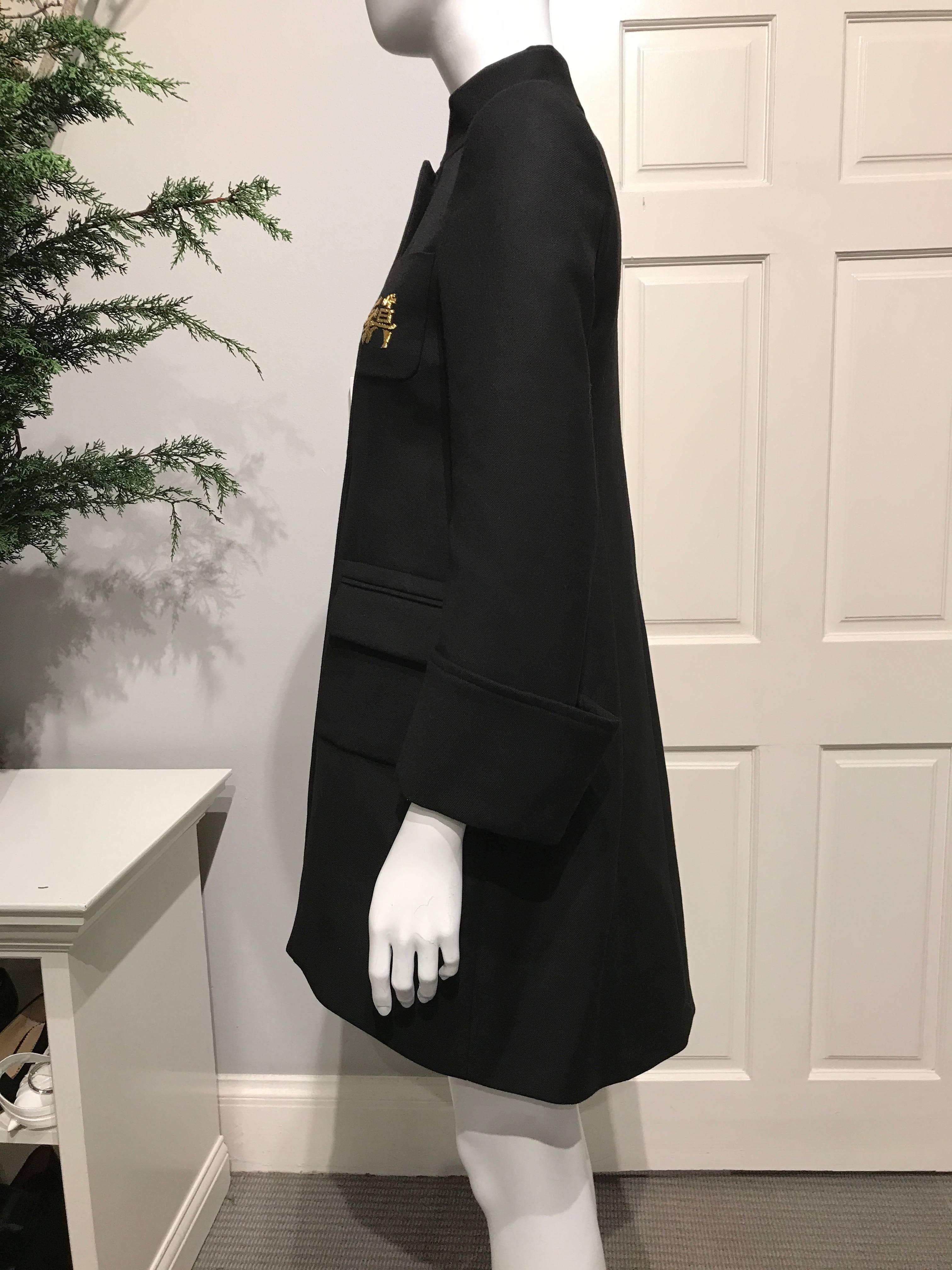 Balenciaga Black Coat With Asian Letters On Breast Pocket In New Condition For Sale In San Francisco, CA