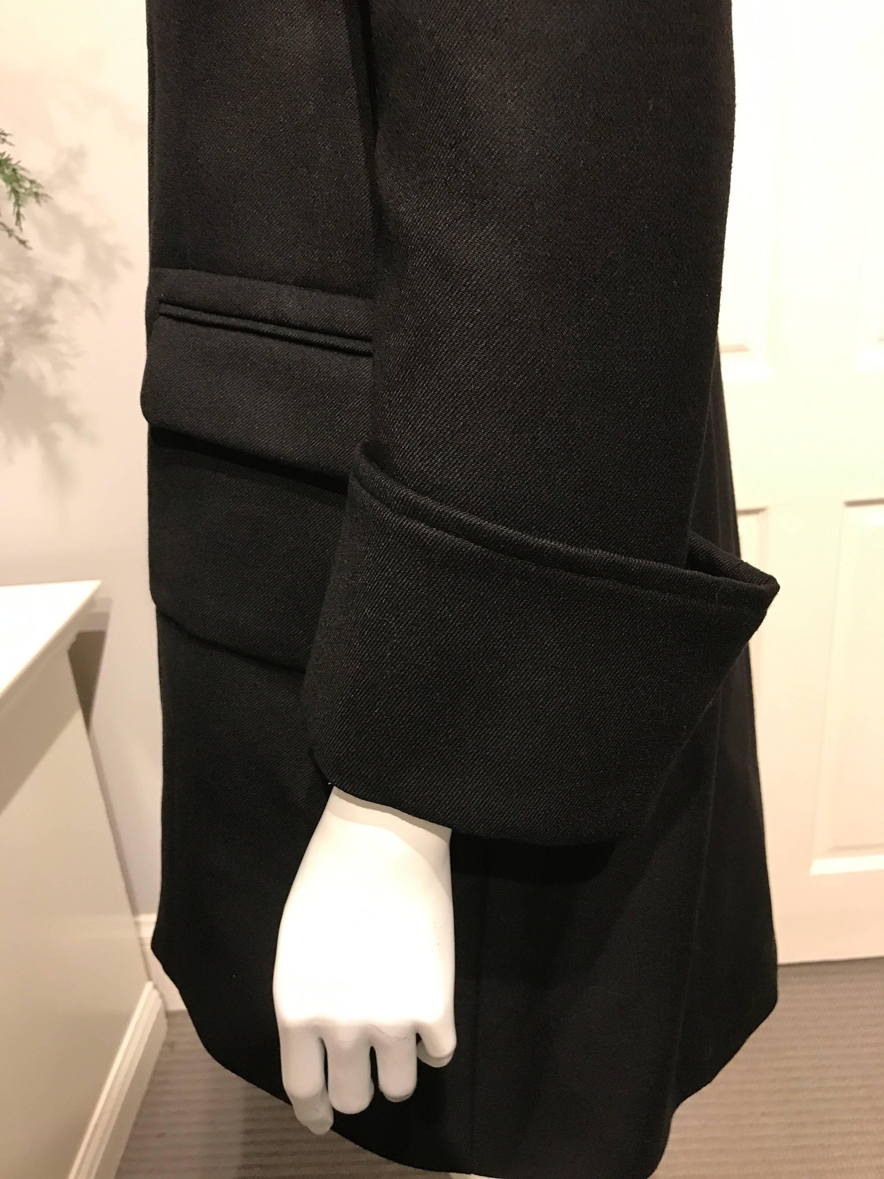 Women's Balenciaga Black Coat With Asian Letters On Breast Pocket For Sale