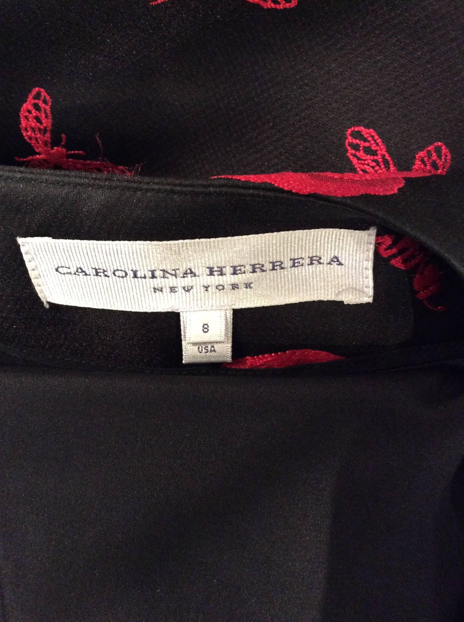 Women's Carolina Herrera Black And Magenta Coat Dress Sz 8
