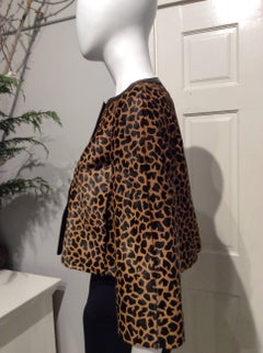 Prada Collarless Pony Hair Animal Print Quilted Jacket Sz 38 (Us 2)