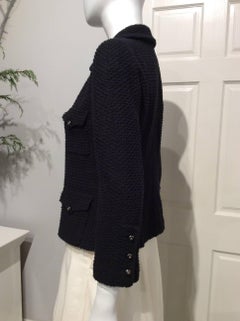 Chanel Black Jacket With Pewter Zipper And Chain Accent Sz34 (Us 2)