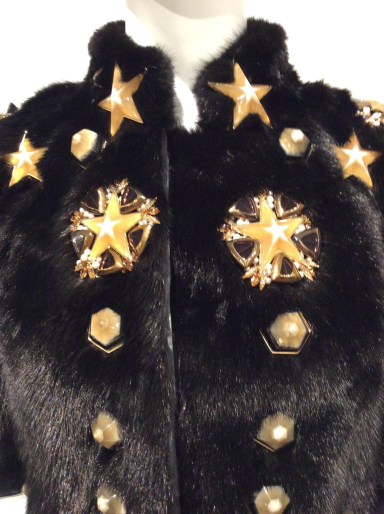 Givenchy Black Mink Tailcoat with Stars Embellishments Sz36 (Us4) For Sale 1