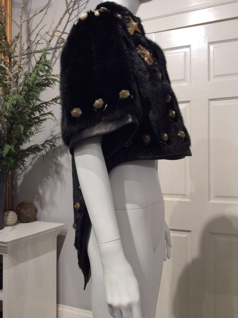 Women's Givenchy Black Mink Tailcoat with Stars Embellishments Sz36 (Us4) For Sale