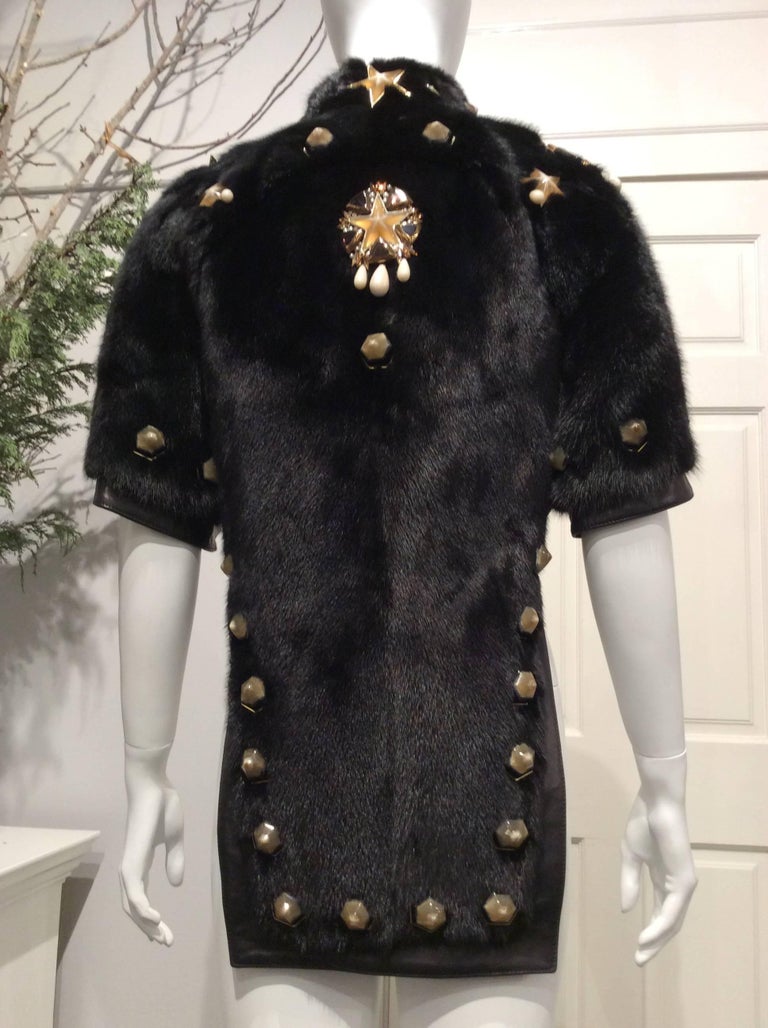Givenchy Black Mink Tailcoat with Stars Embellishments Sz36 (Us4) In New Condition For Sale In San Francisco, CA