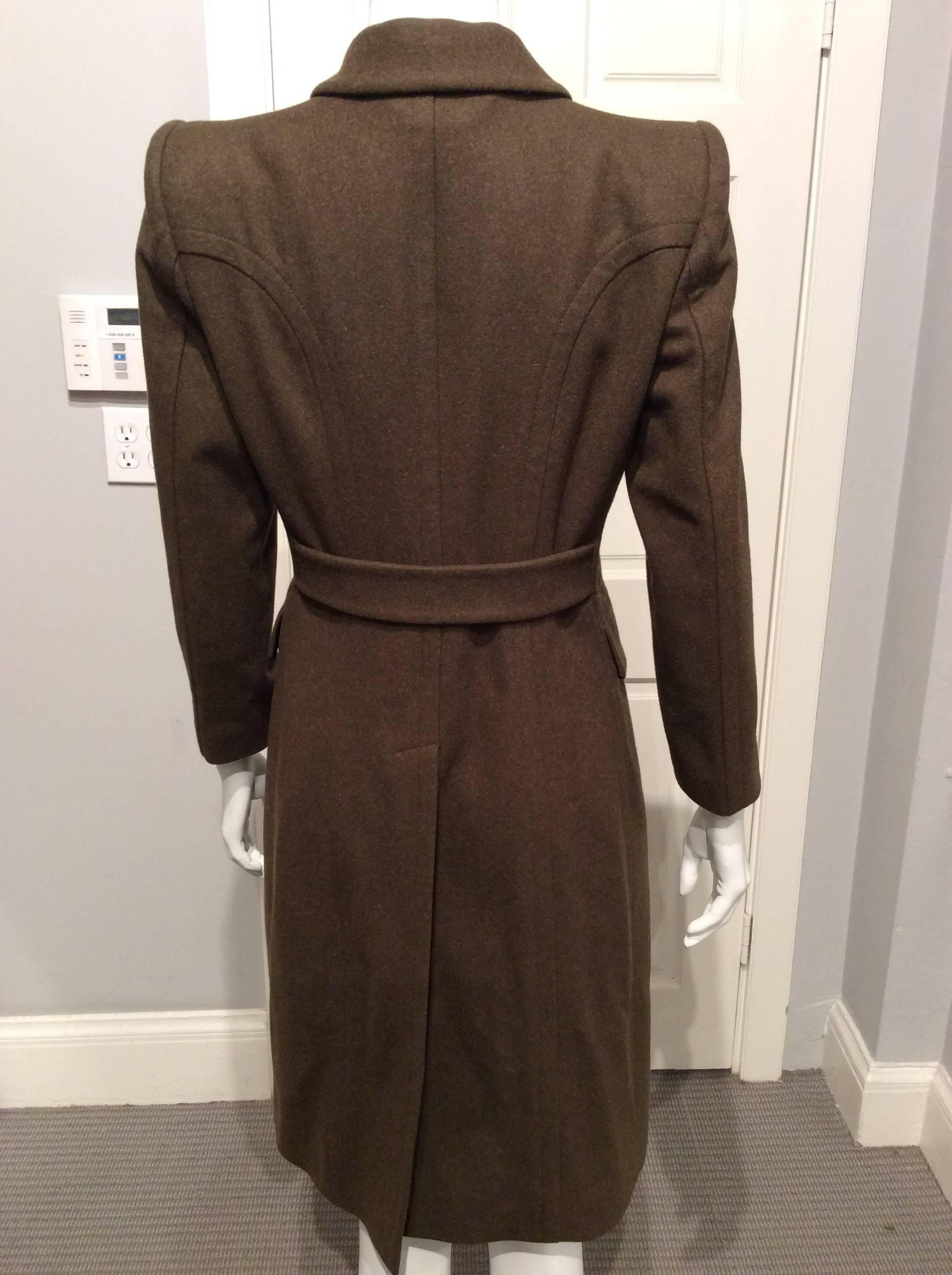 Black Burberry Olive Green Coat EU 40 Sz 4 For Sale
