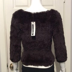 Jill Sander Chocolate Brown Rabbit Fur Sweater Sz S