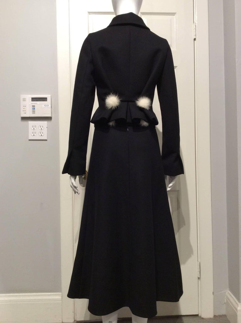 Louis Vuitton Black Wool Jacket With White Mink Pompoms Sz36 (US4) For Sale at 1stdibs