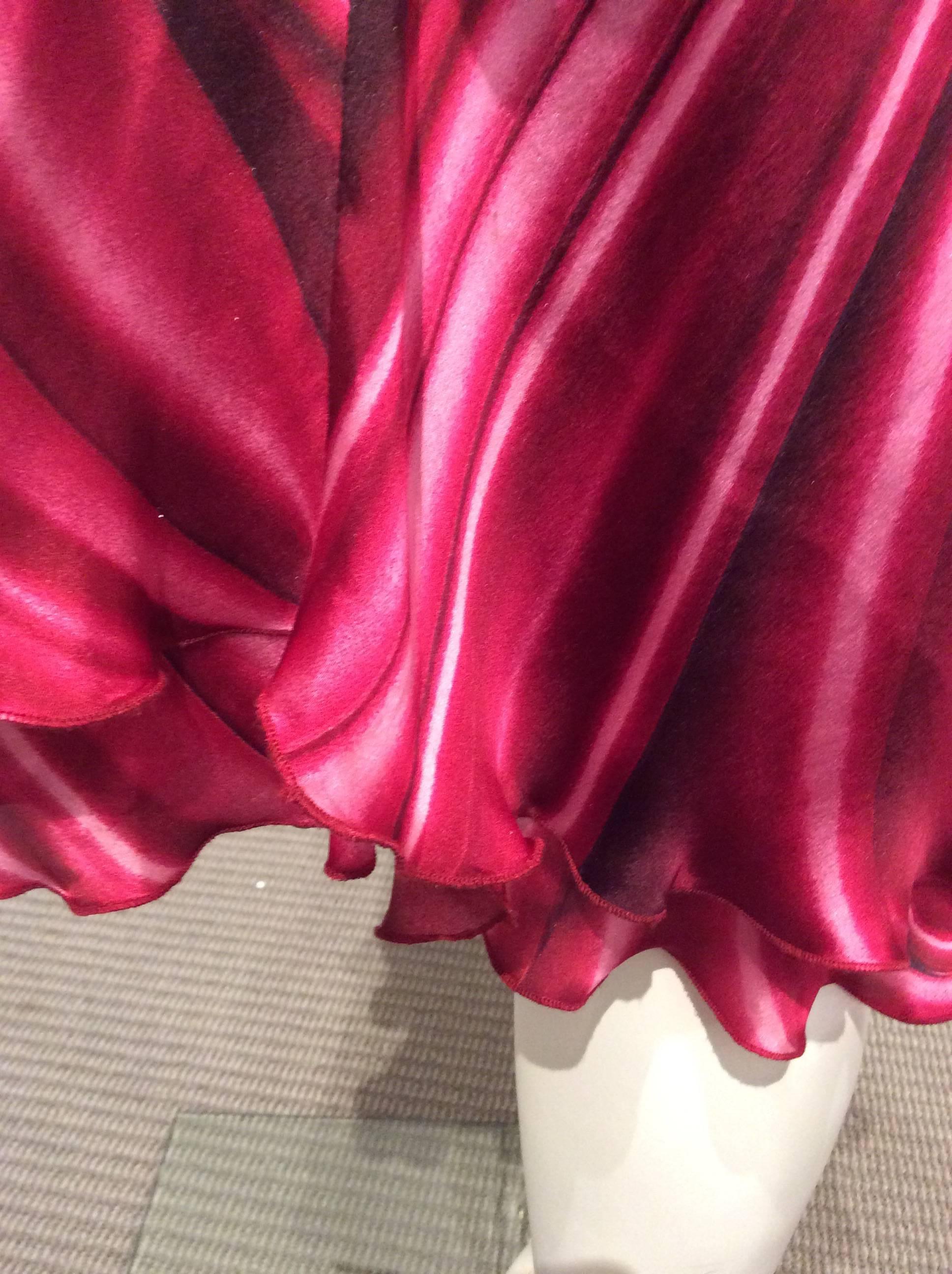 Moschino Bias-cut Faux Drape Magenta Silk Satin Dress Sz40 (Us4) In Excellent Condition In San Francisco, CA