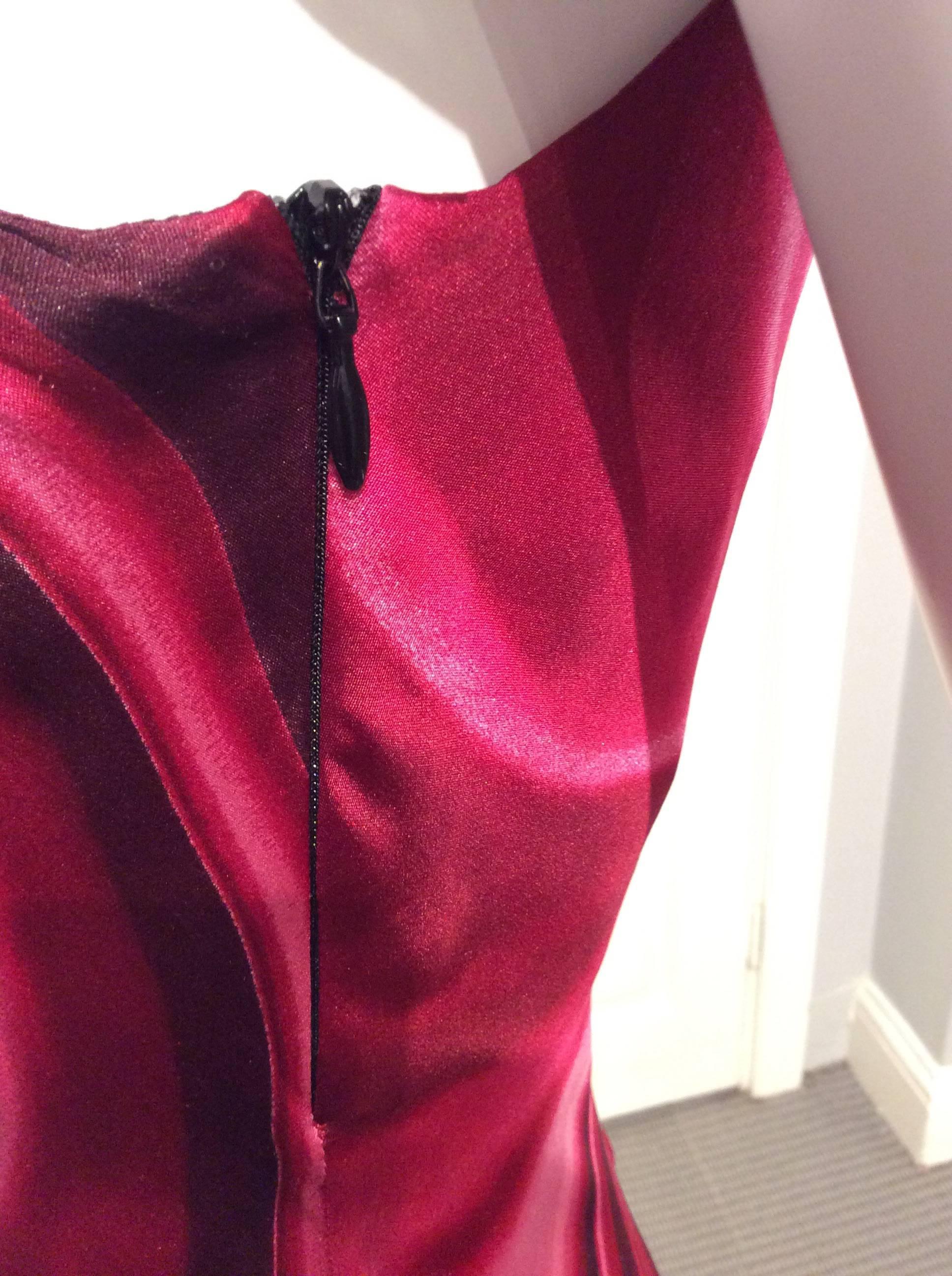 Women's Moschino Bias-cut Faux Drape Magenta Silk Satin Dress Sz40 (Us4)