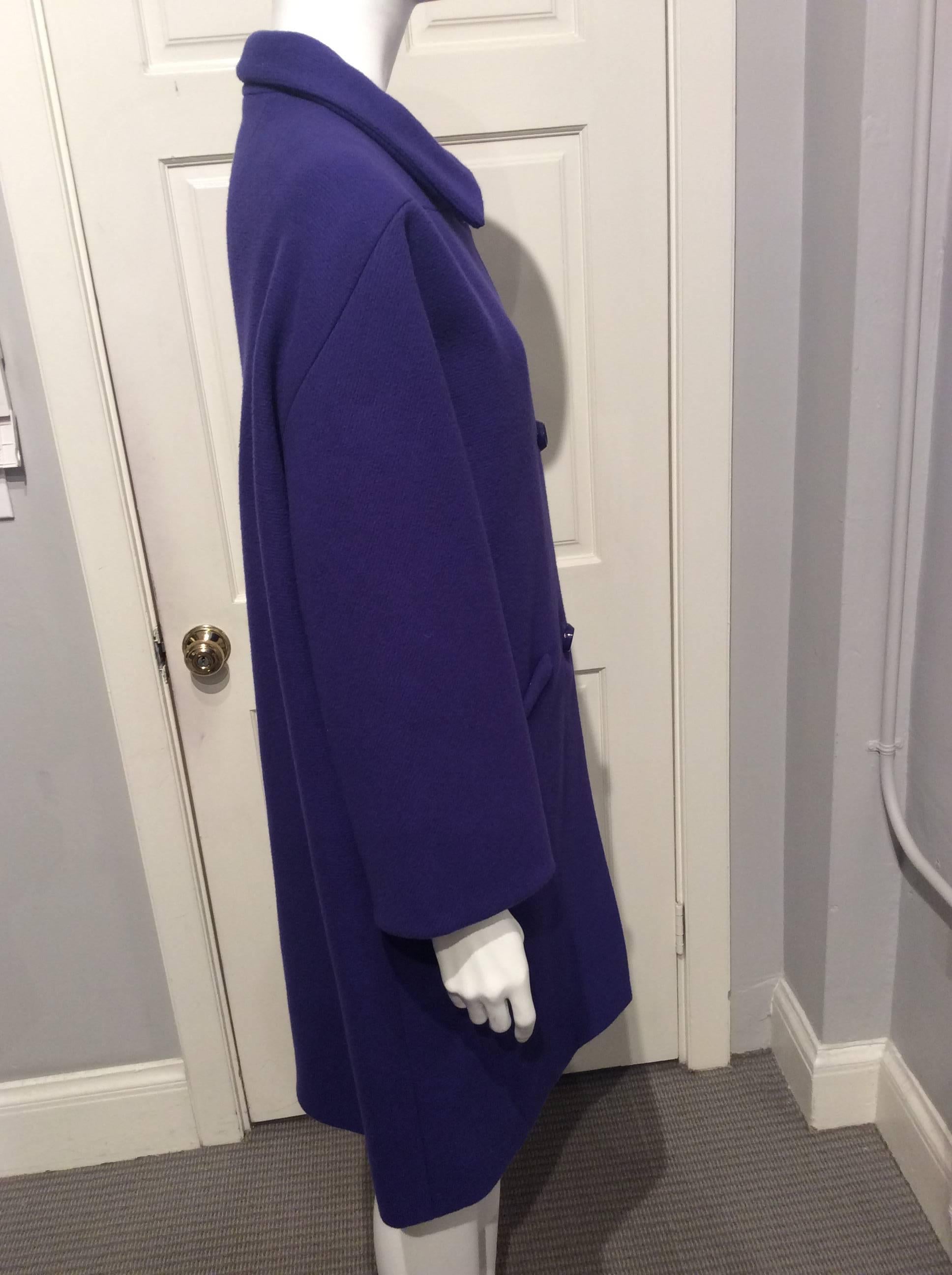 Balenciaga Purple Wool Coat Sz34 (Us 2) In Excellent Condition For Sale In San Francisco, CA