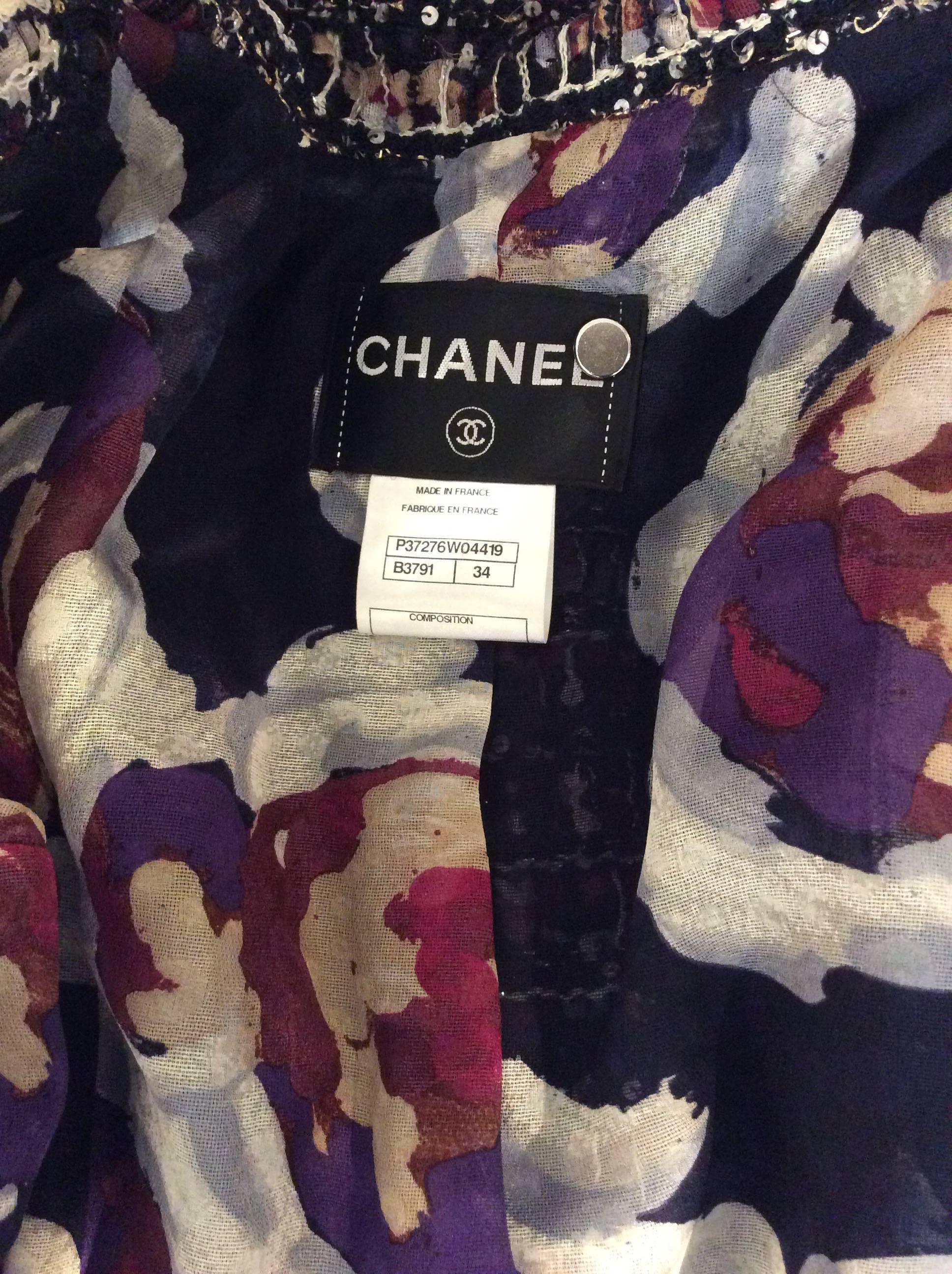 Chanel Multicolor Tweed Jacket with Red and White Crystals and Gripoix Buttons  For Sale 1