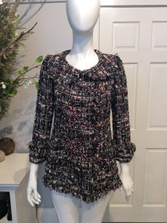 Chanel Multicolor Tweed Jacket with Red and White Crystals and Gripoix Buttons