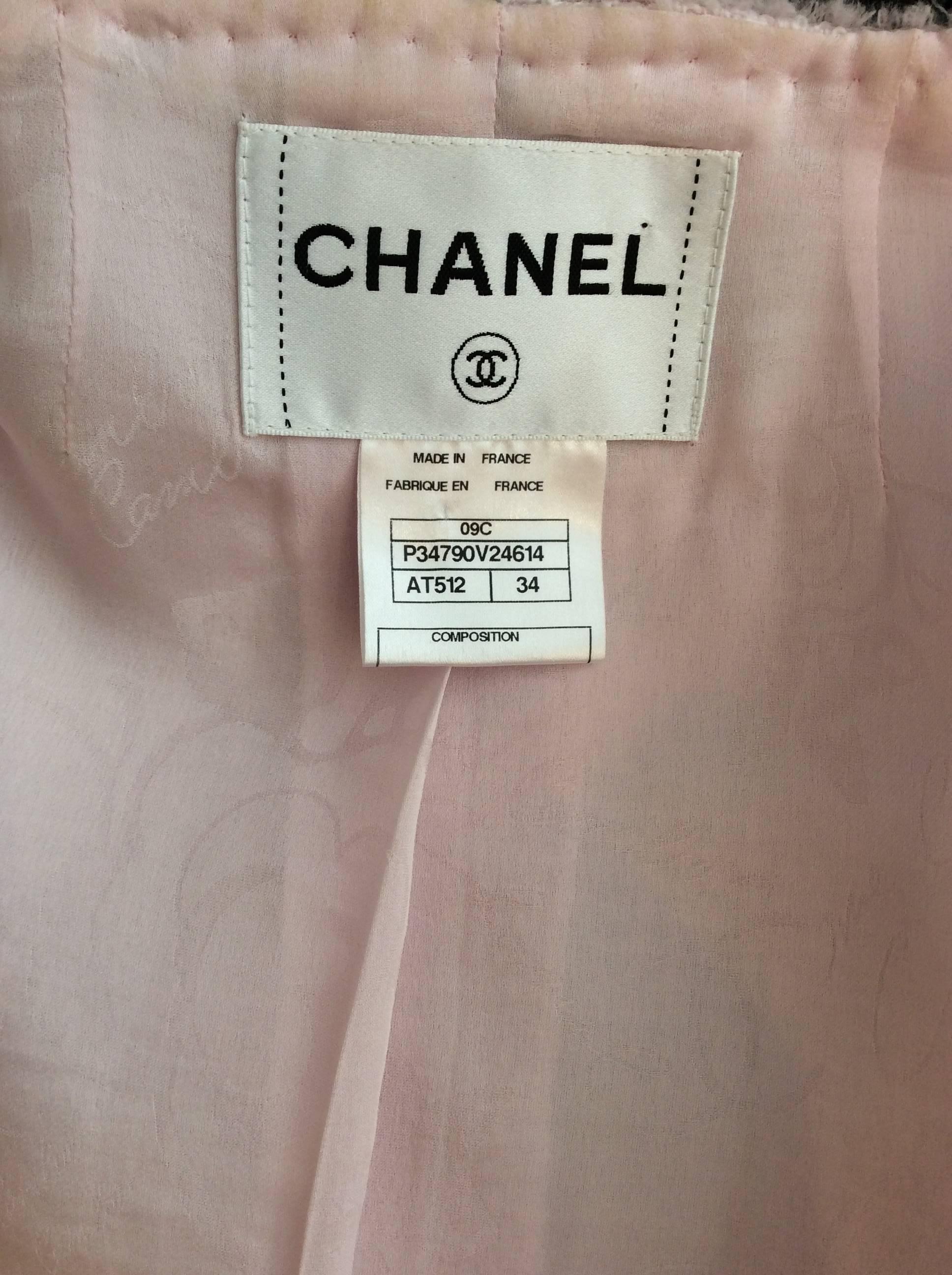 Chanel Light Pink Tweed Jacket with White Nylon Trim and Chanel Hearts Sz34/Us2 1