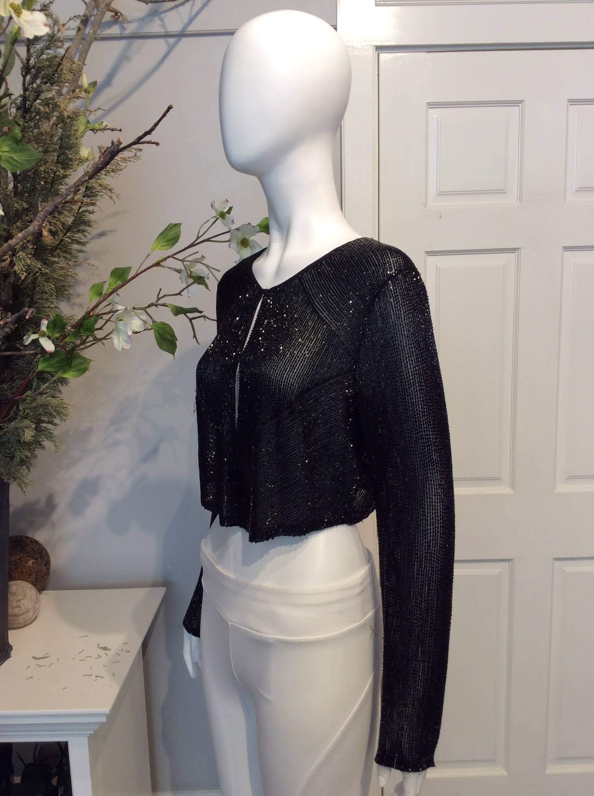 Chloe Black Beaded Cropped Evening Jacket Sz36/Us4 In Excellent Condition In San Francisco, CA