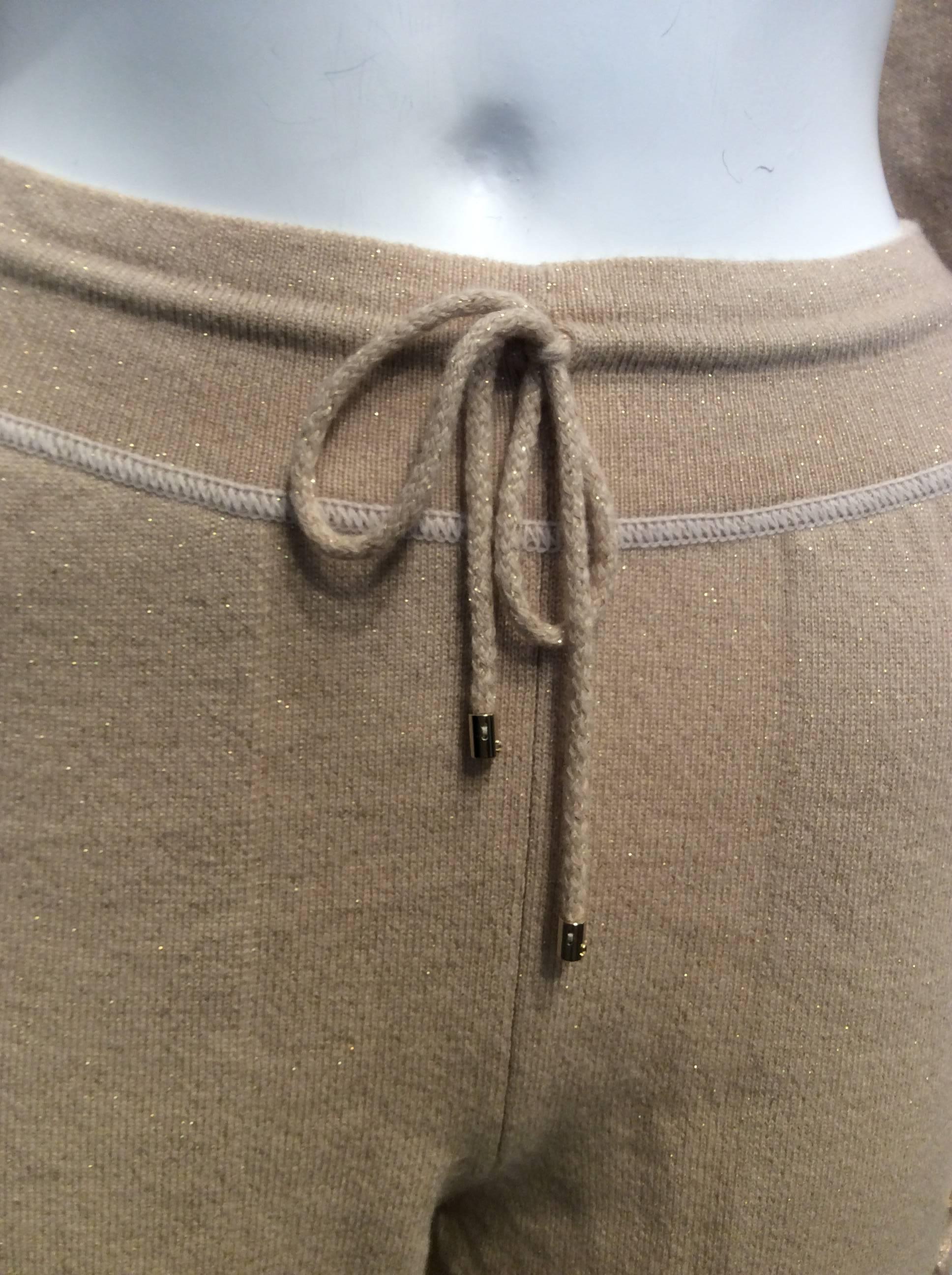 Chanel Gold and Beige Long Sleeve Hooded Cashmere Tracksuit Sz Fr34, US2 2