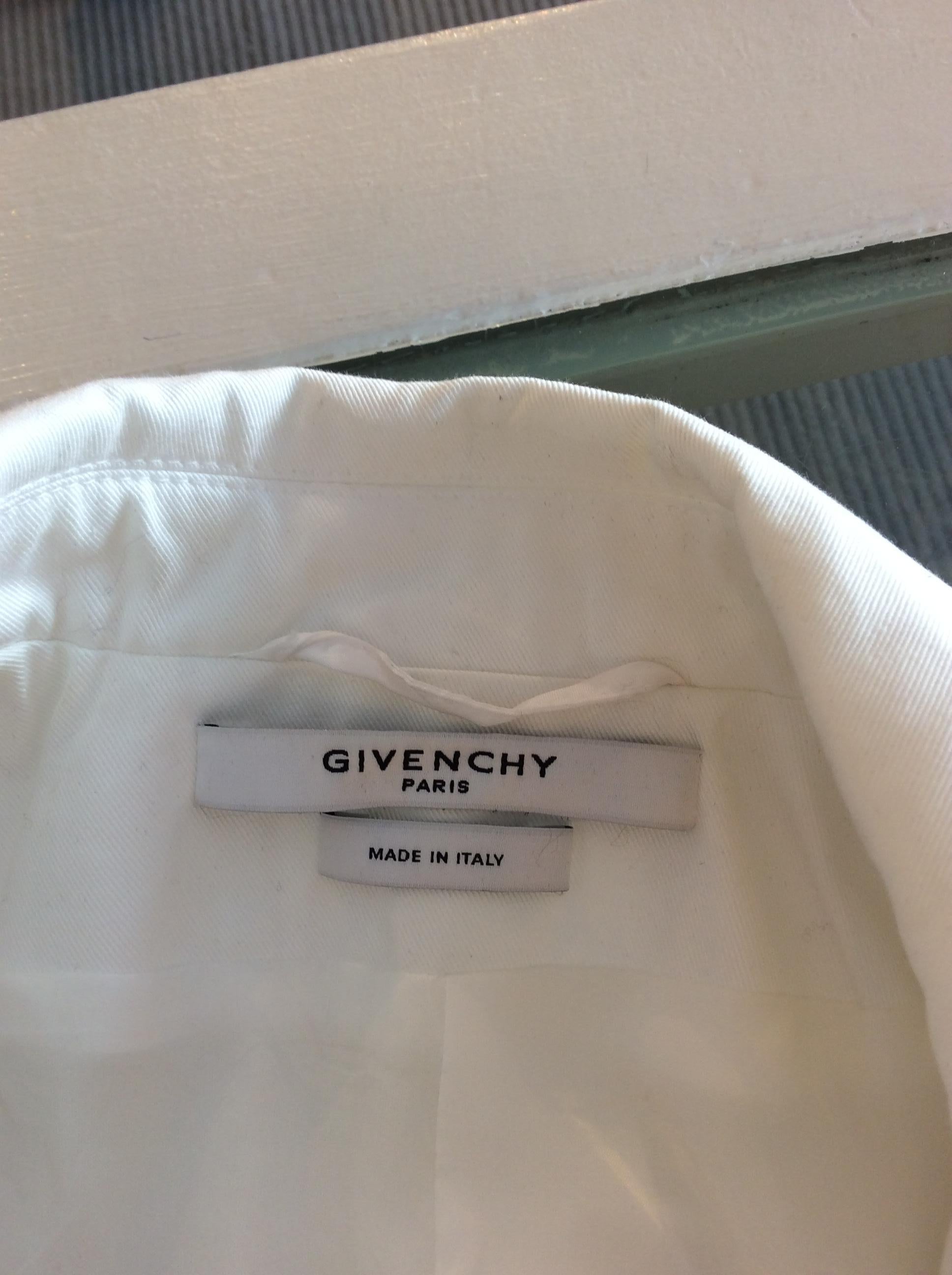 Women's Givenchy White and Leopard Print Knee-Length Cotton Coat   For Sale