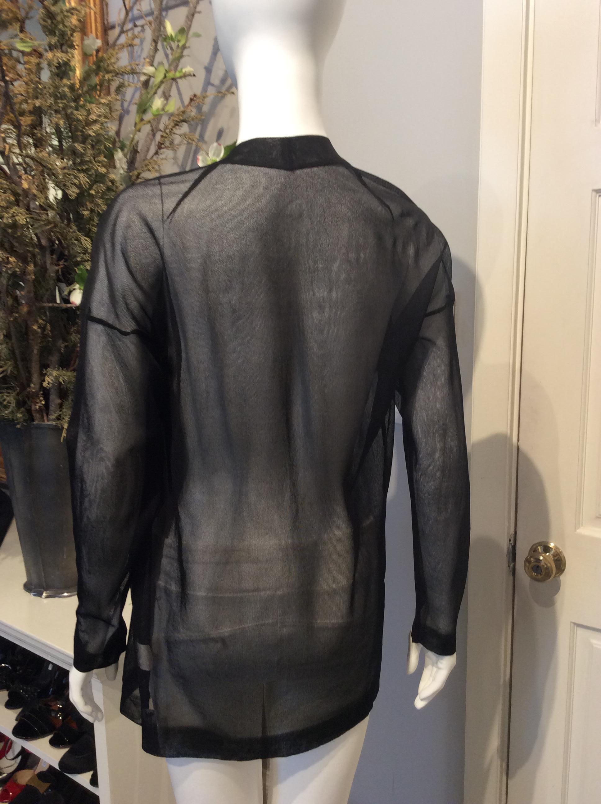 Alaia Black Silk Sheer Open Cardigan  In New Condition For Sale In San Francisco, CA