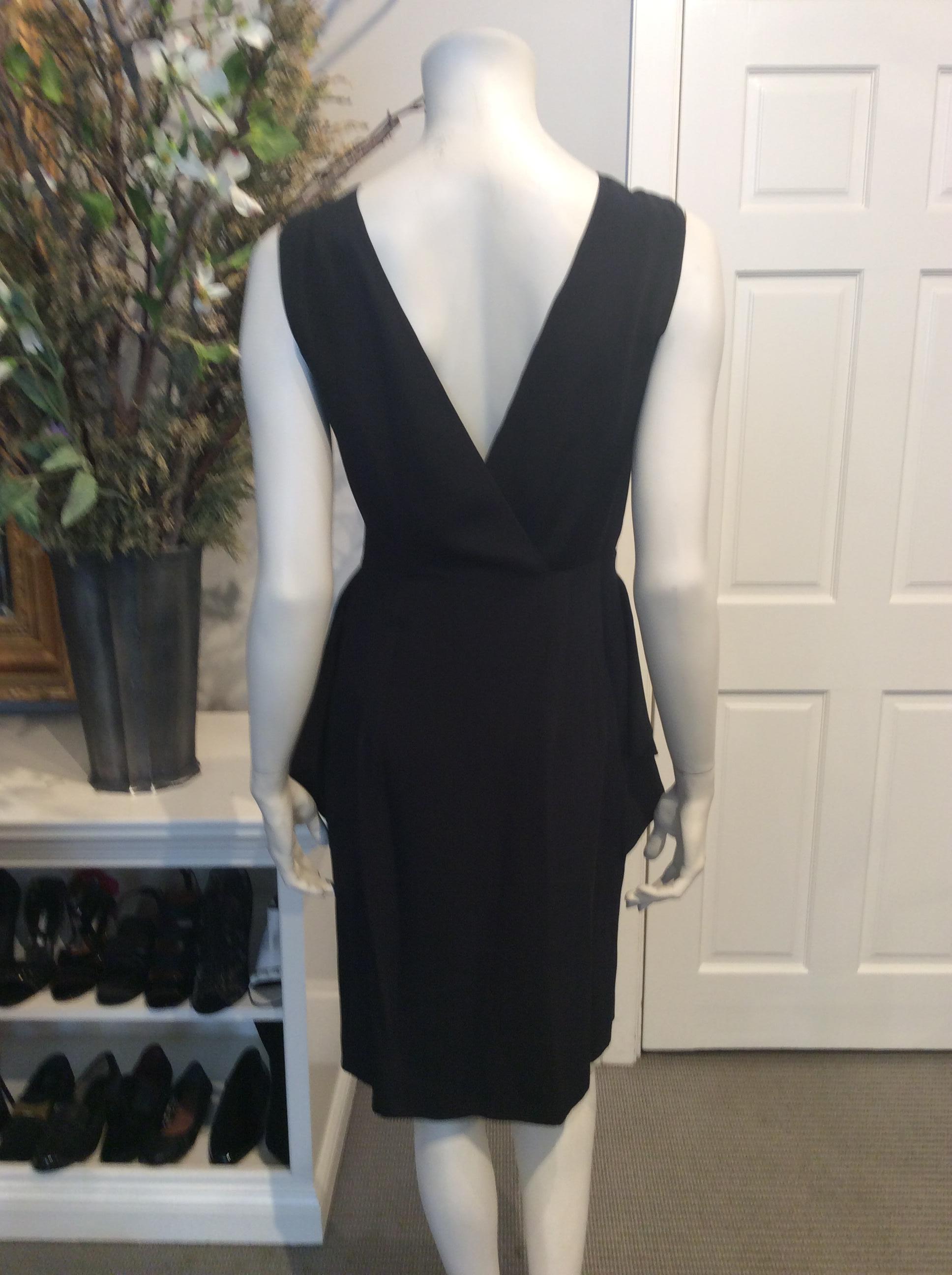 New Prada Black Silk Dress with Draping at Hips and Front Pleating Sz 42/Us6 For Sale 1