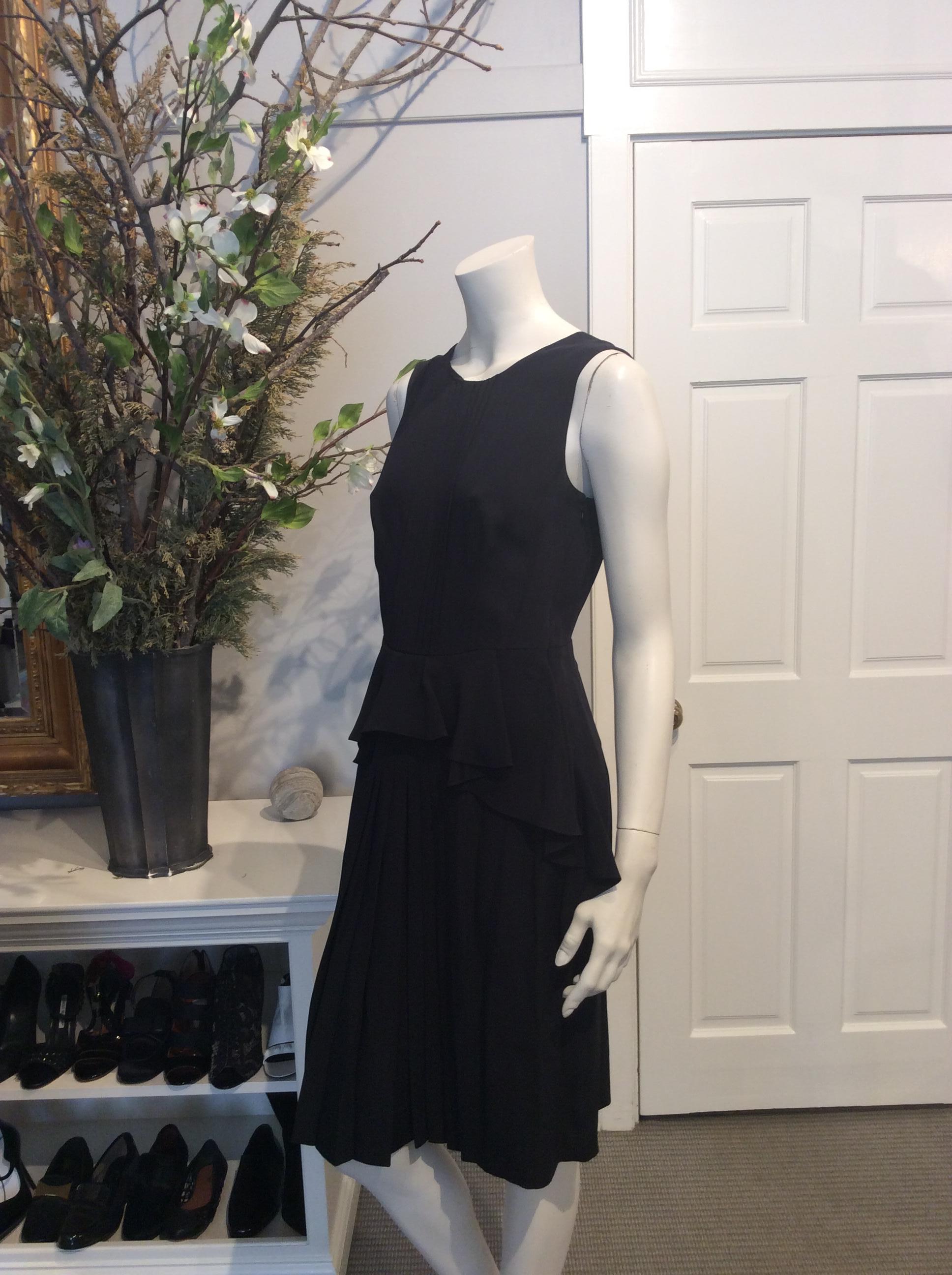 Women's New Prada Black Silk Dress with Draping at Hips and Front Pleating Sz 42/Us6 For Sale