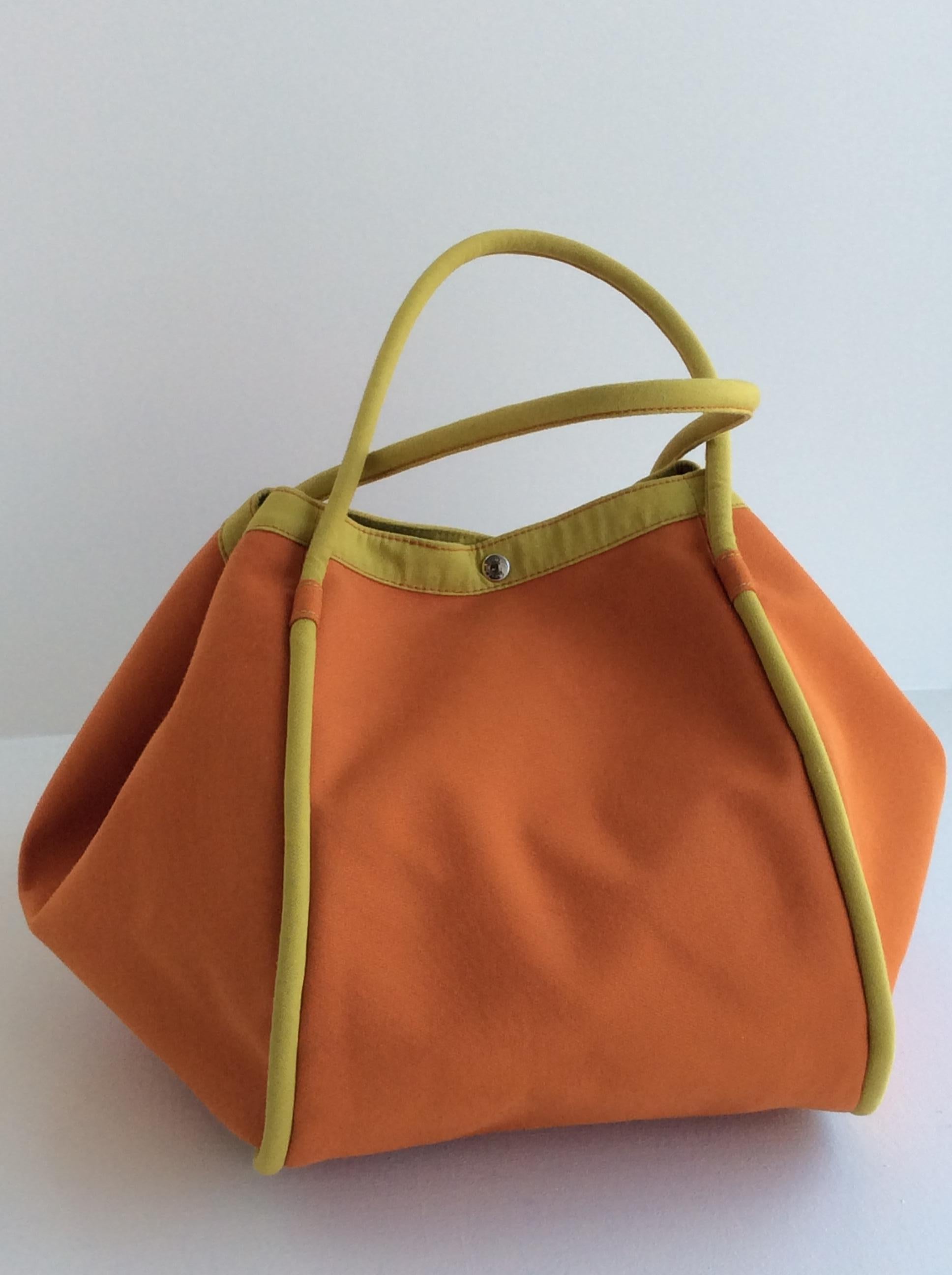 Hermes Canvas Travel Bag, Hermes Orange and Daffodil 5