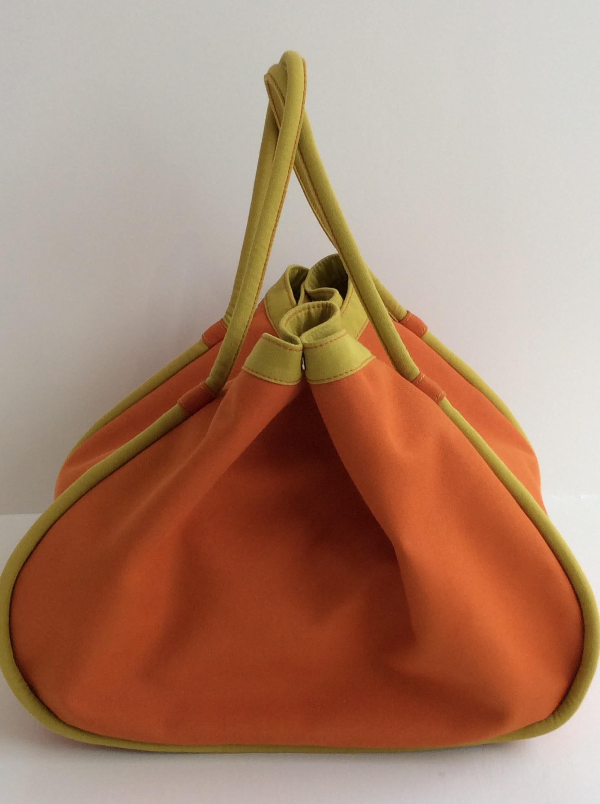 Hermes Canvas Travel Bag, Hermes Orange and Daffodil 3