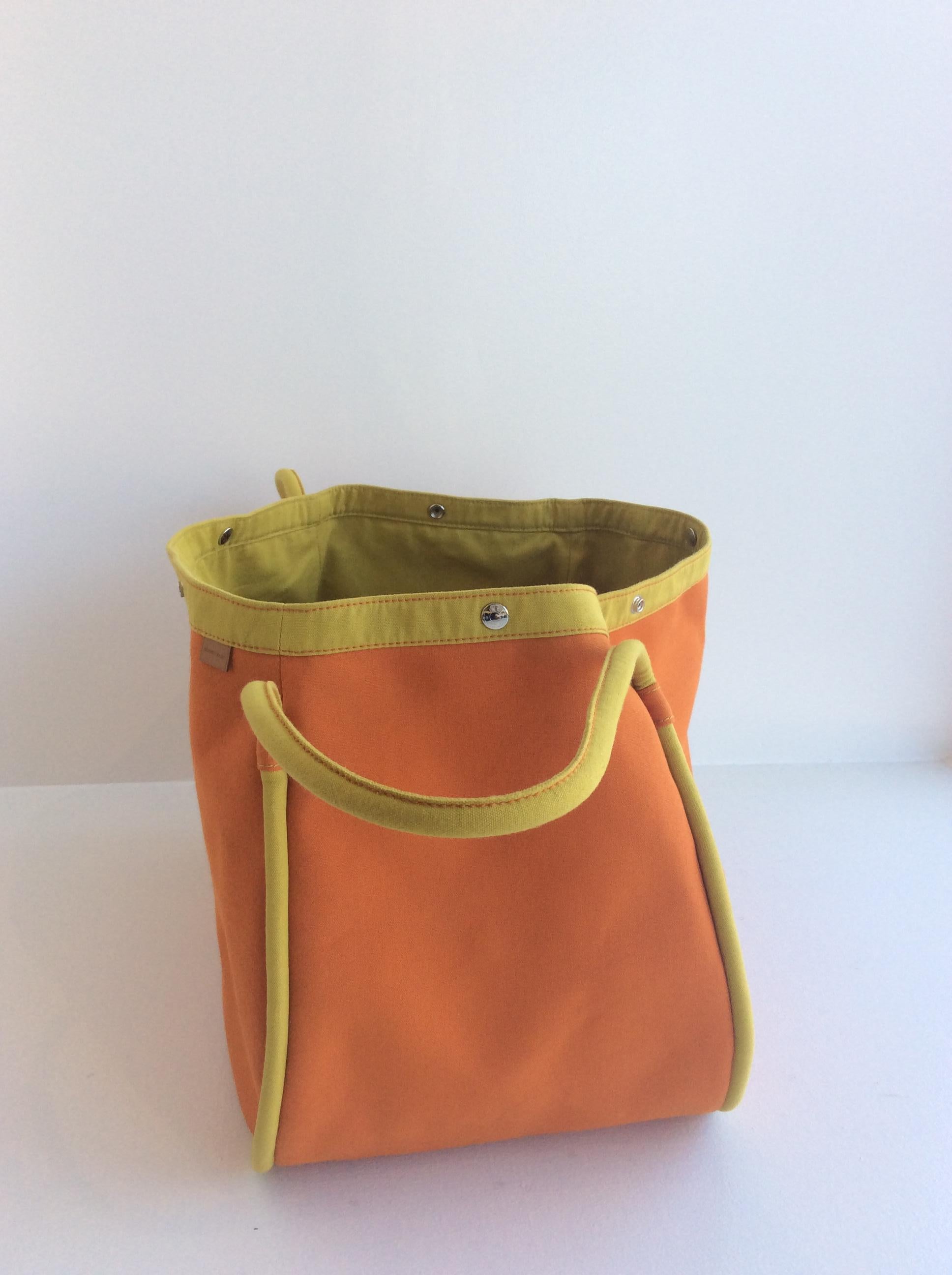 Hermes Canvas Travel Bag, Hermes Orange and Daffodil 1