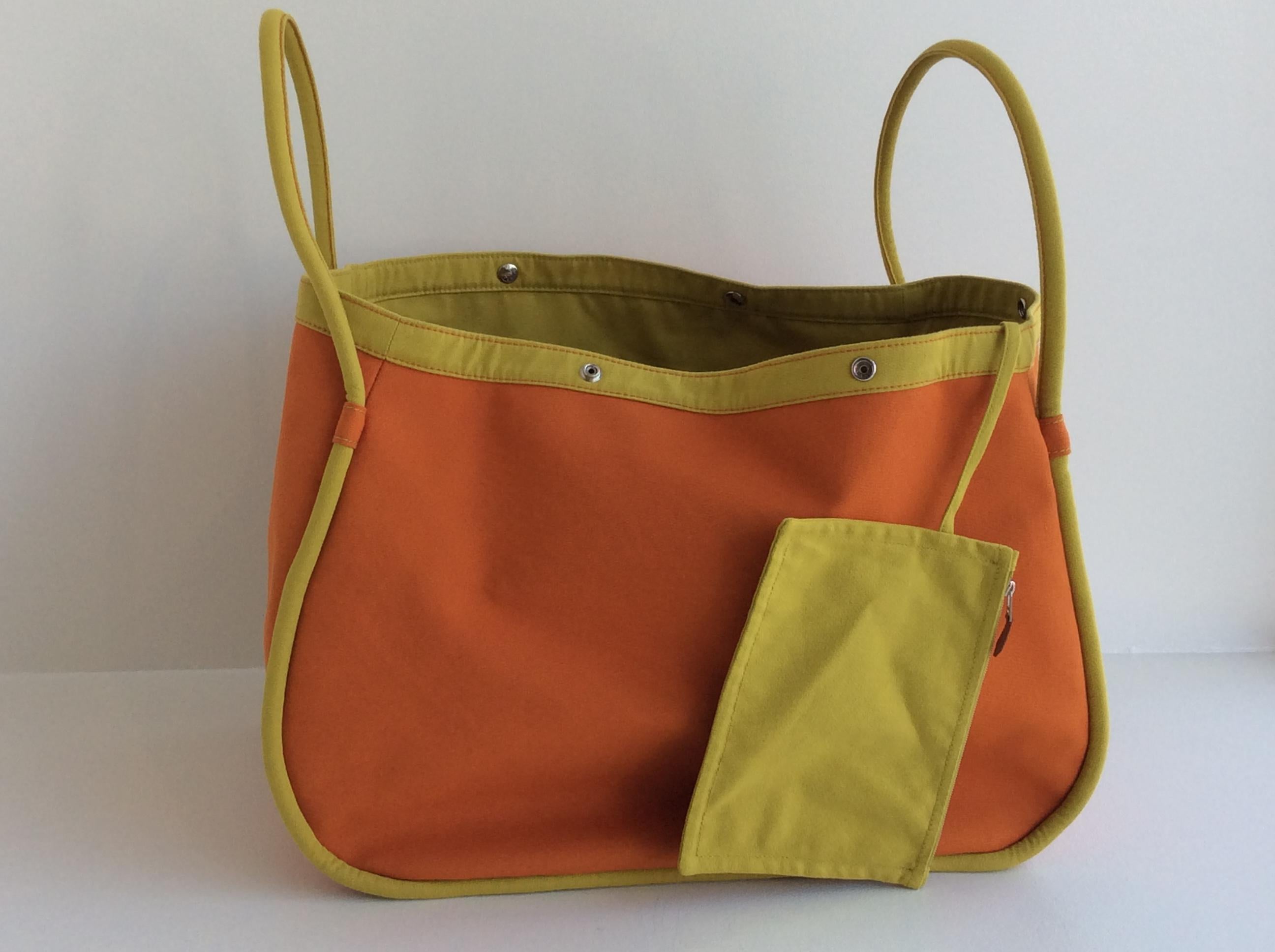 Hermes Canvas Travel Bag, Hermes Orange and Daffodil In New Condition In San Francisco, CA