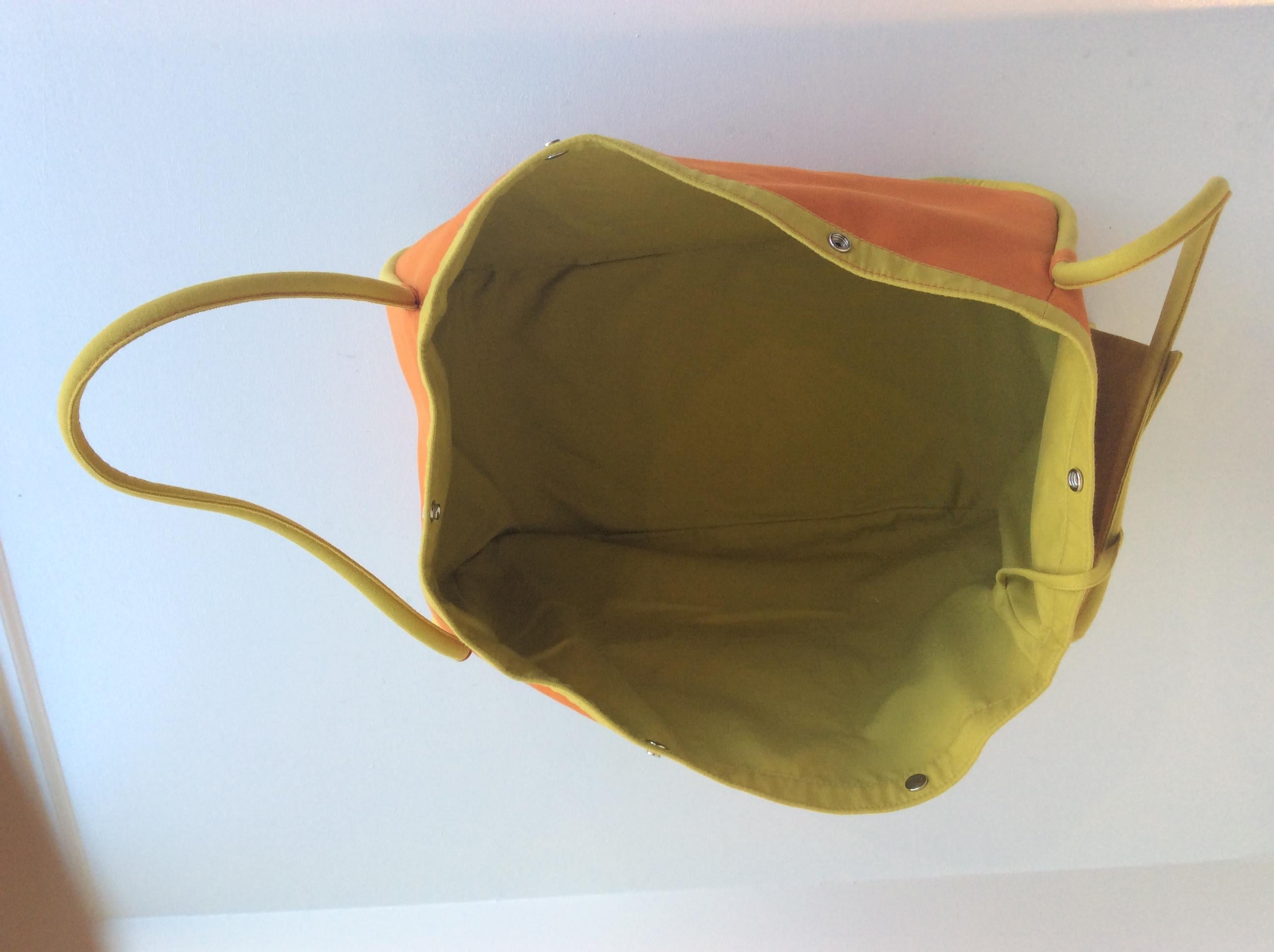 Hermes Canvas Travel Bag, Hermes Orange and Daffodil 7