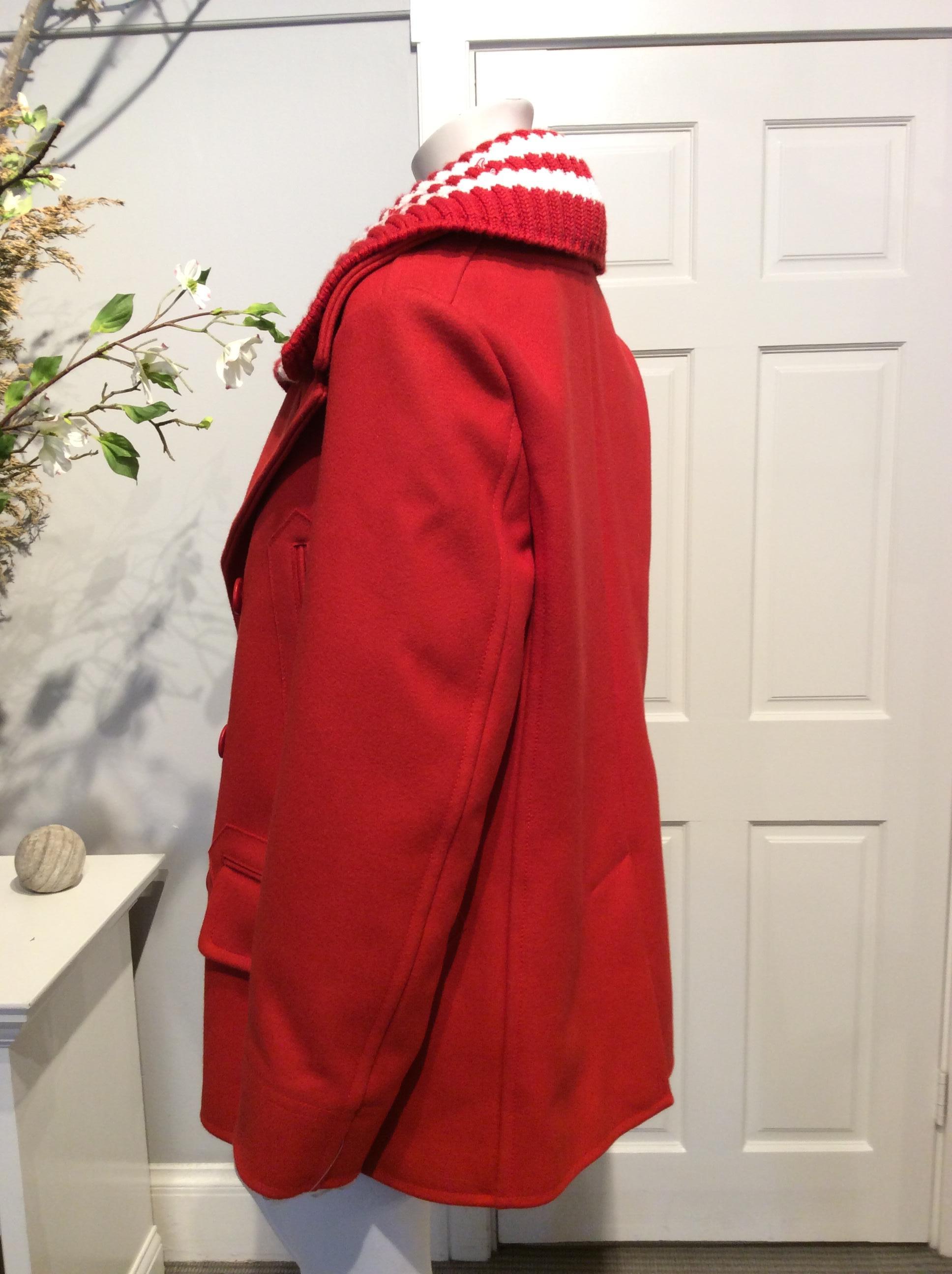 Givenchy Double Breasted Red Pea Coat, Fall / Winter 2017  In Excellent Condition For Sale In San Francisco, CA