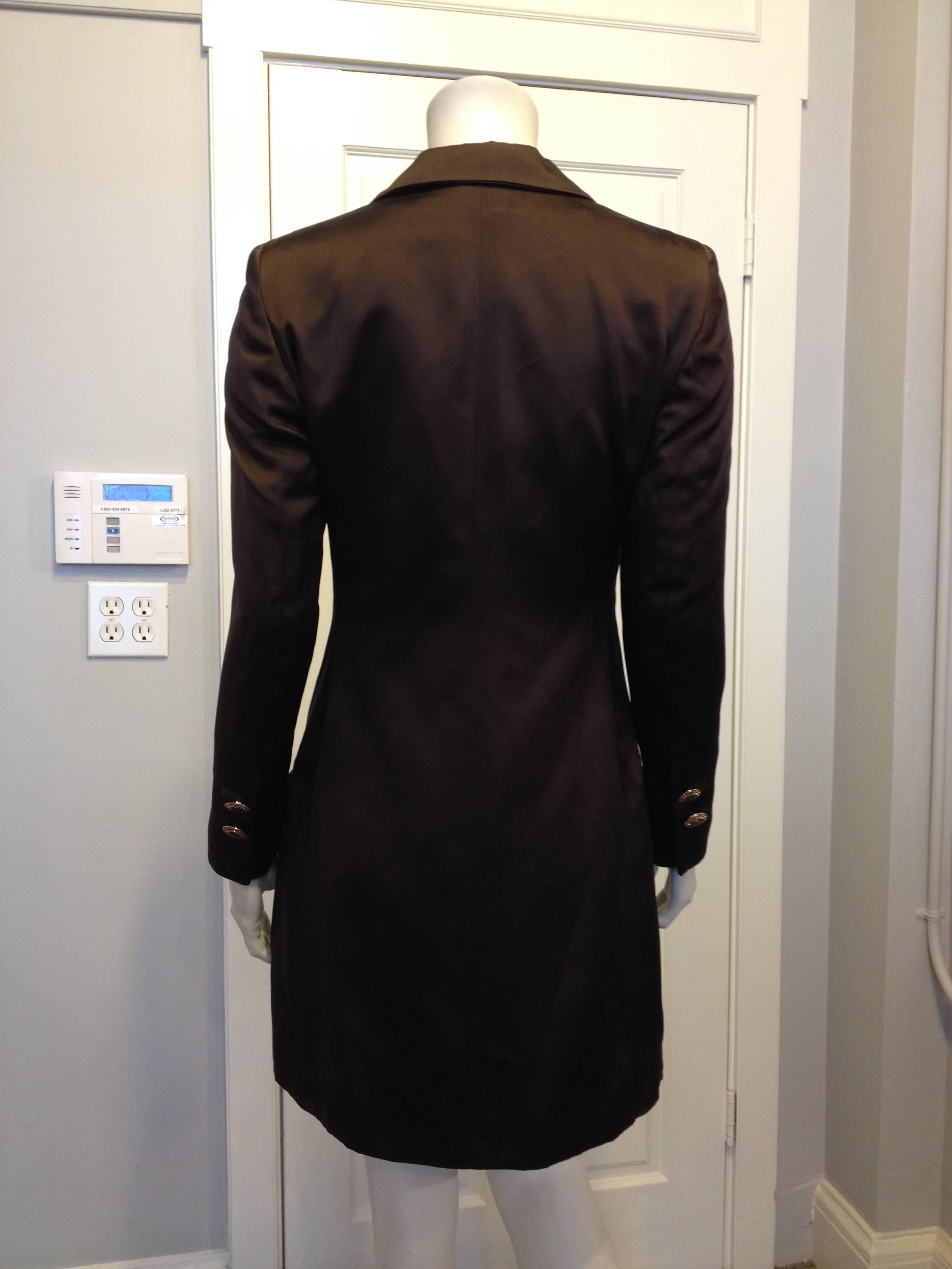 Versace Brown Satin Coat In Excellent Condition In San Francisco, CA