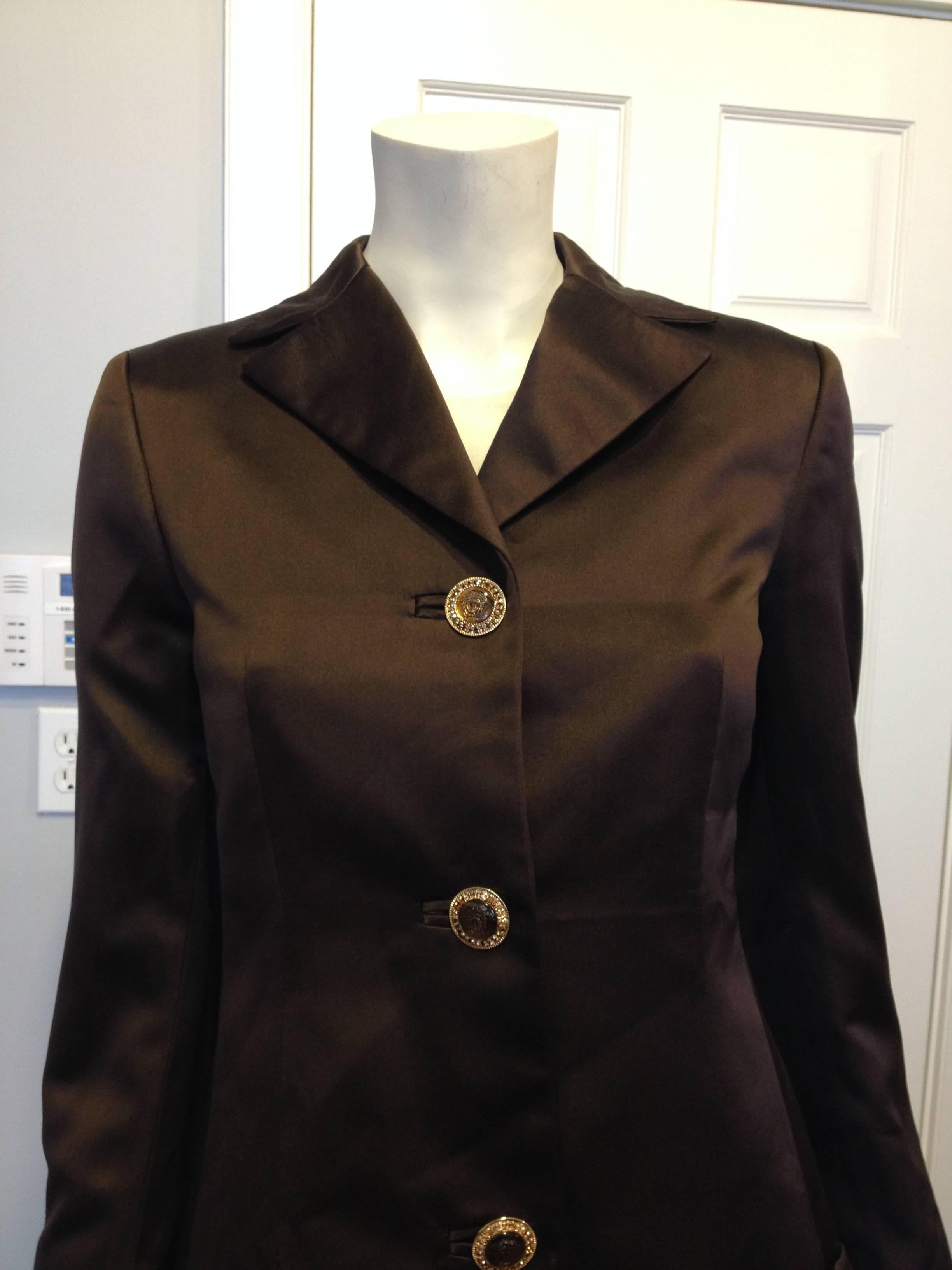 Women's Versace Brown Satin Coat