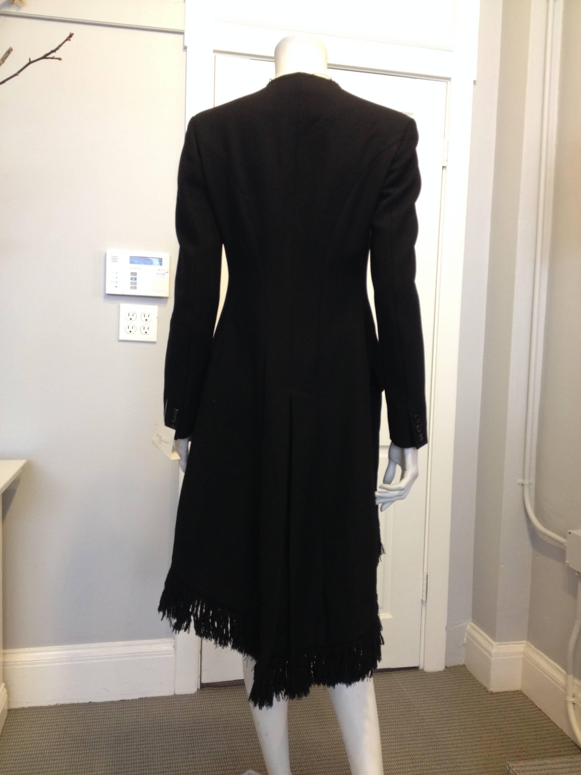 Women's Yohji Yamamoto Black Coat with Fringe