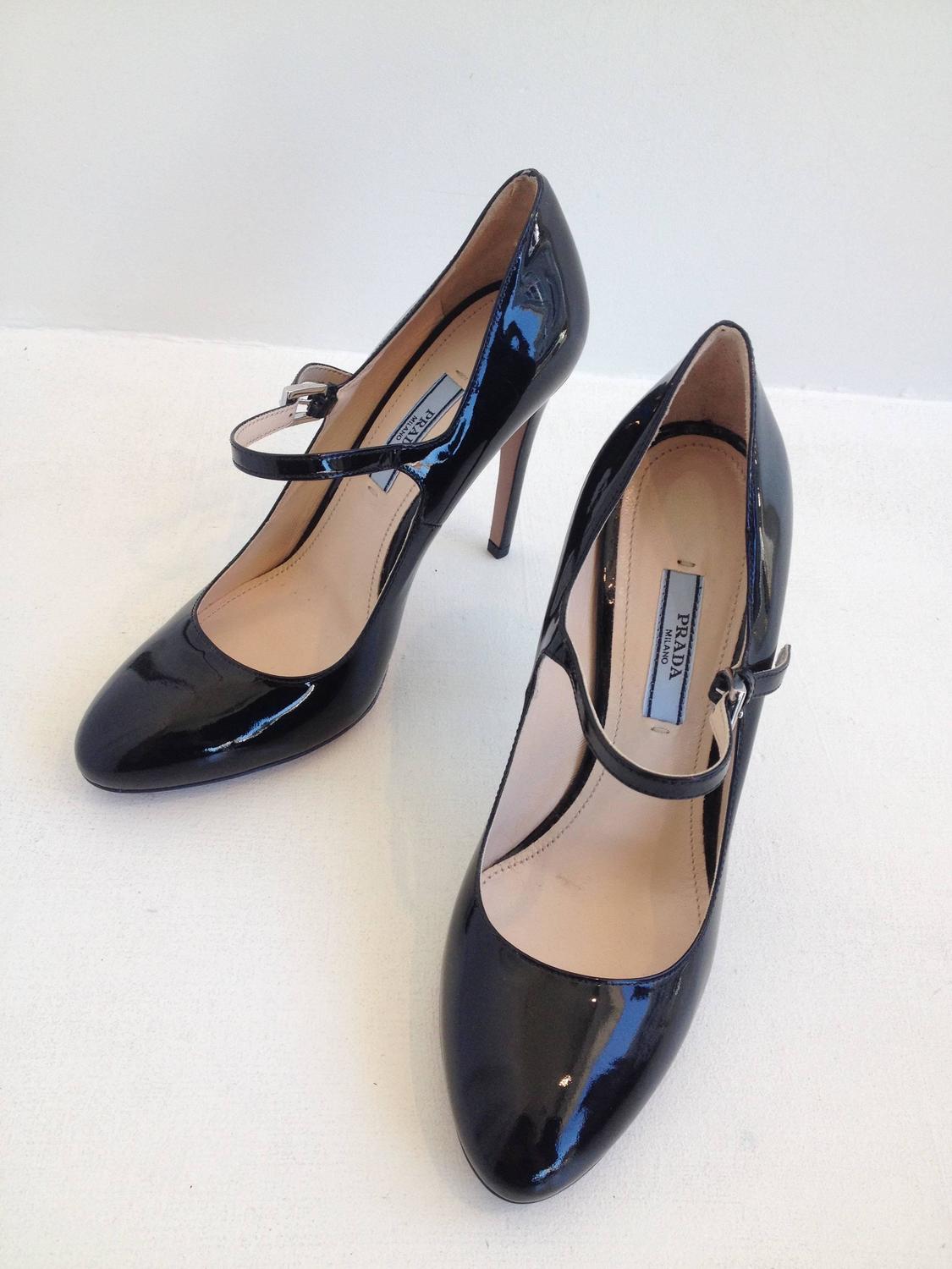 Prada Black Patent Mary Jane Heels at 1stdibs