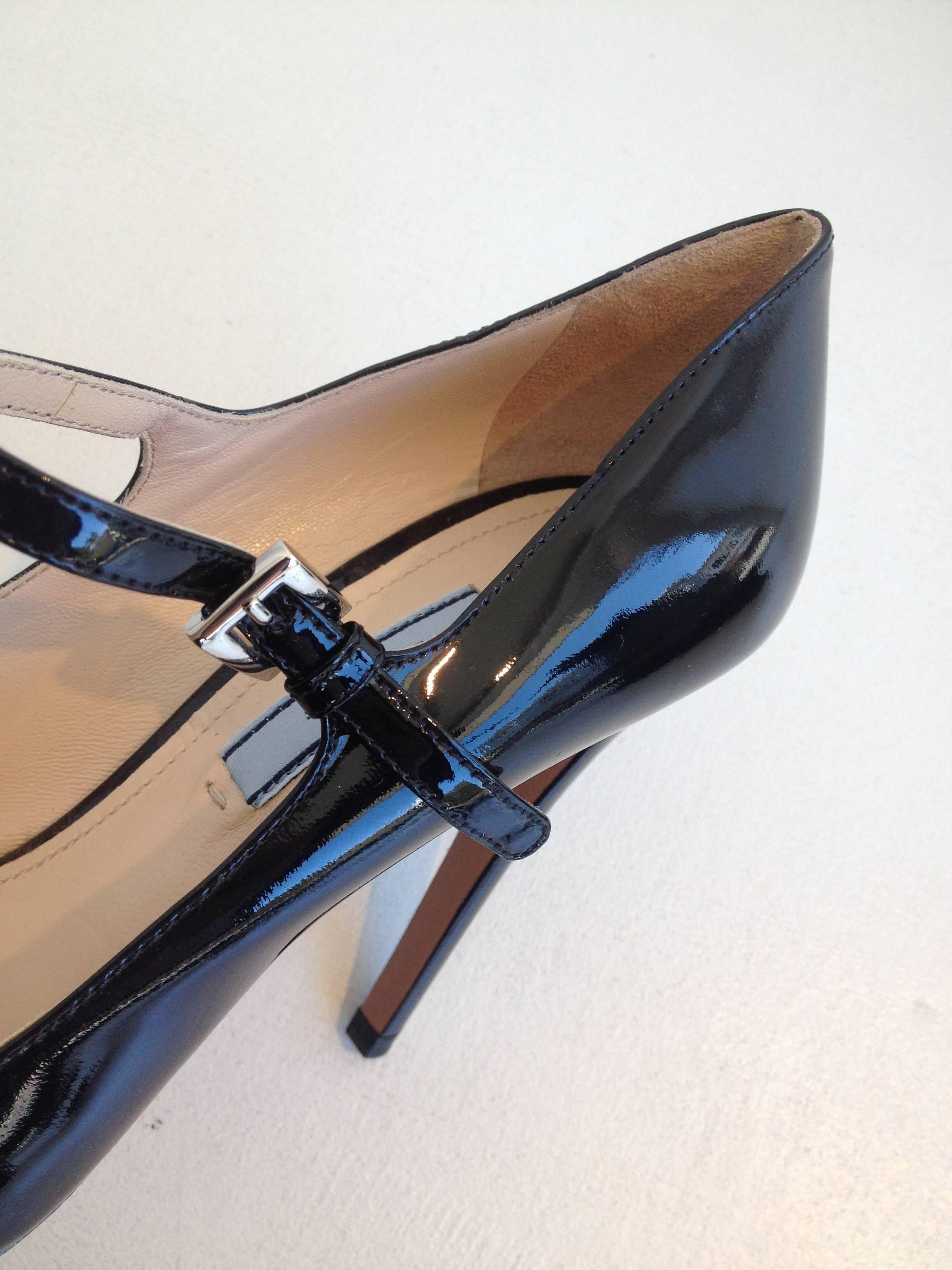 Prada Black Patent Mary Jane Heels In New Condition In San Francisco, CA