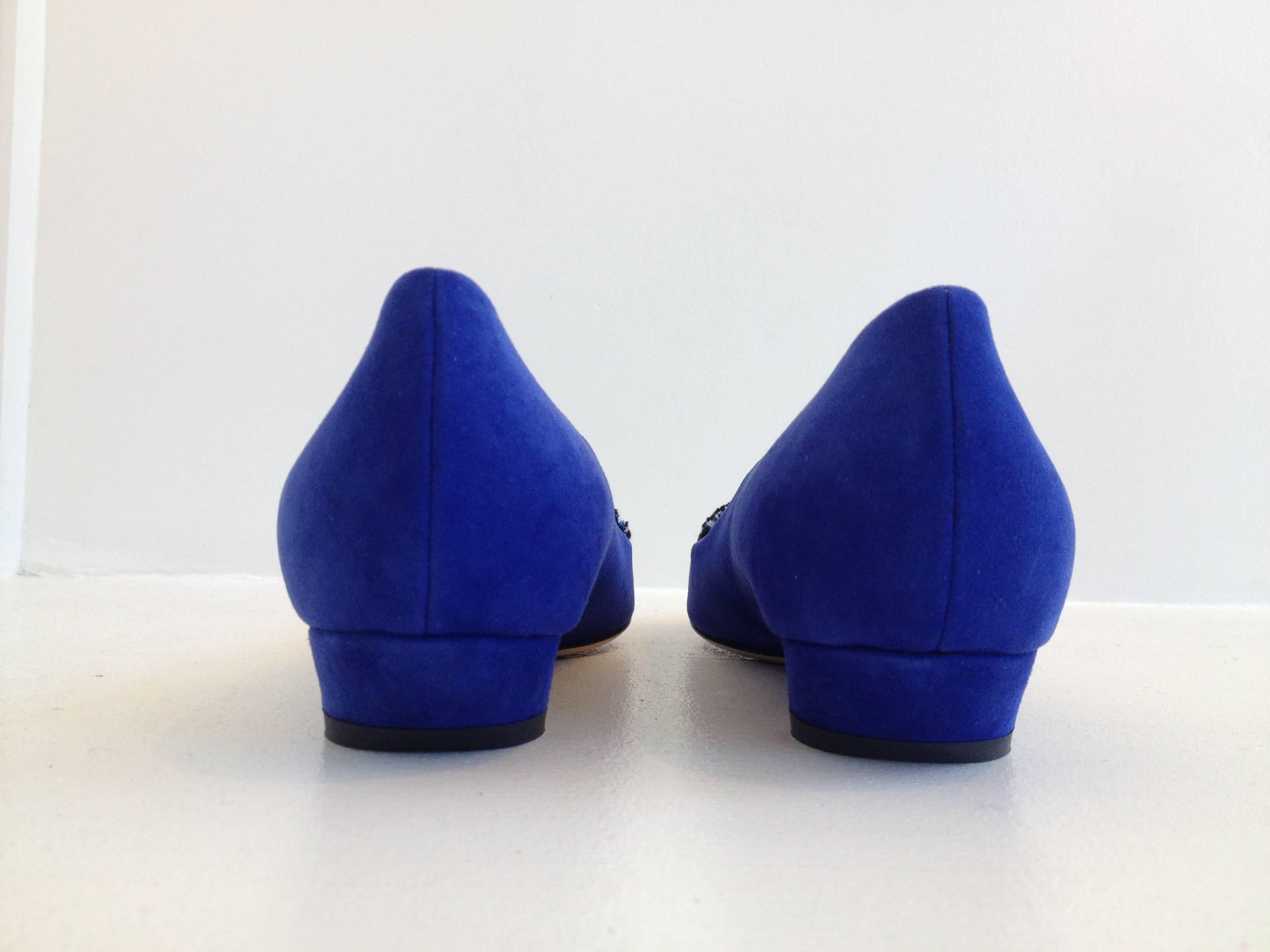 Christian Dior Blue Suede Angular Flats Size 36.5 (6) In New Condition In San Francisco, CA