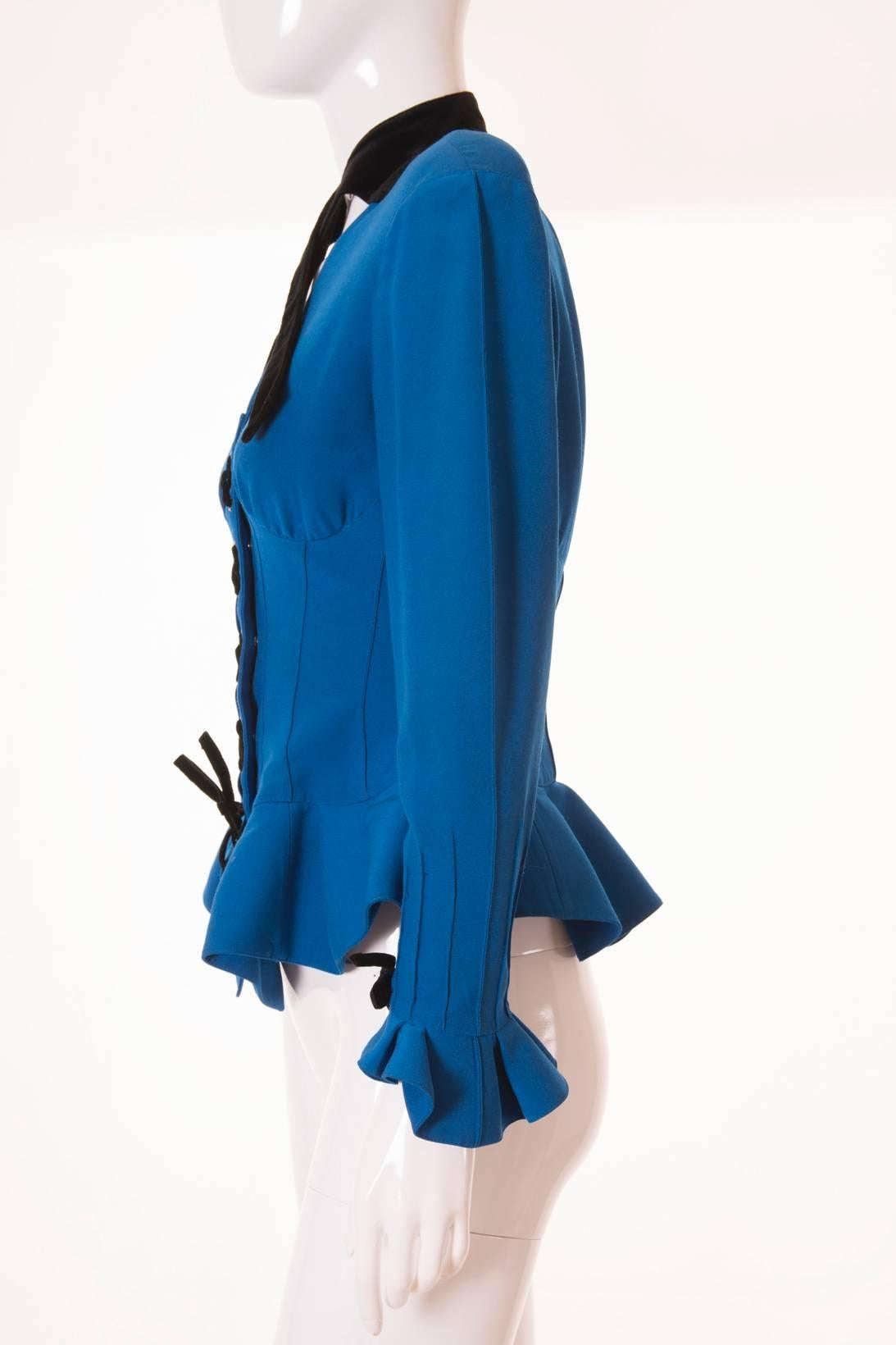 Blue Thierry Mugler Lace-up Corset Jacket