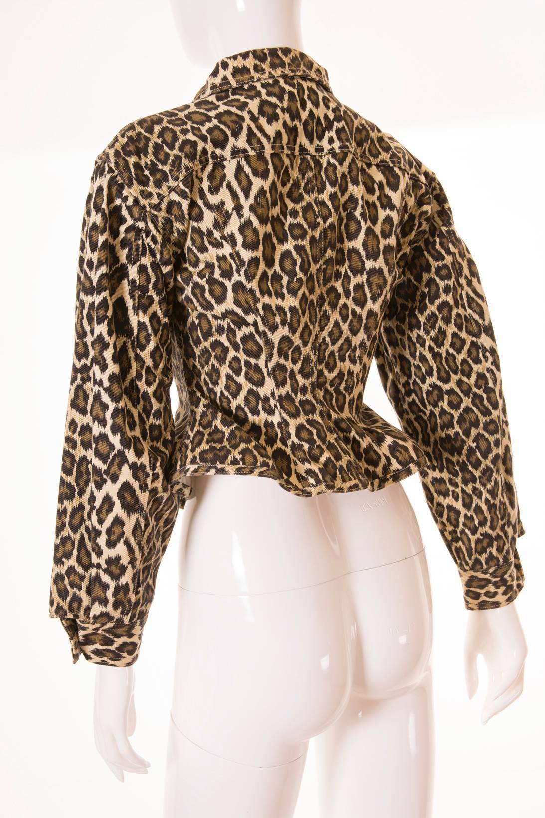 Jean Paul Gaultier Leopard Print Denim Corset Jacket In Excellent Condition In Brunswick West, Victoria