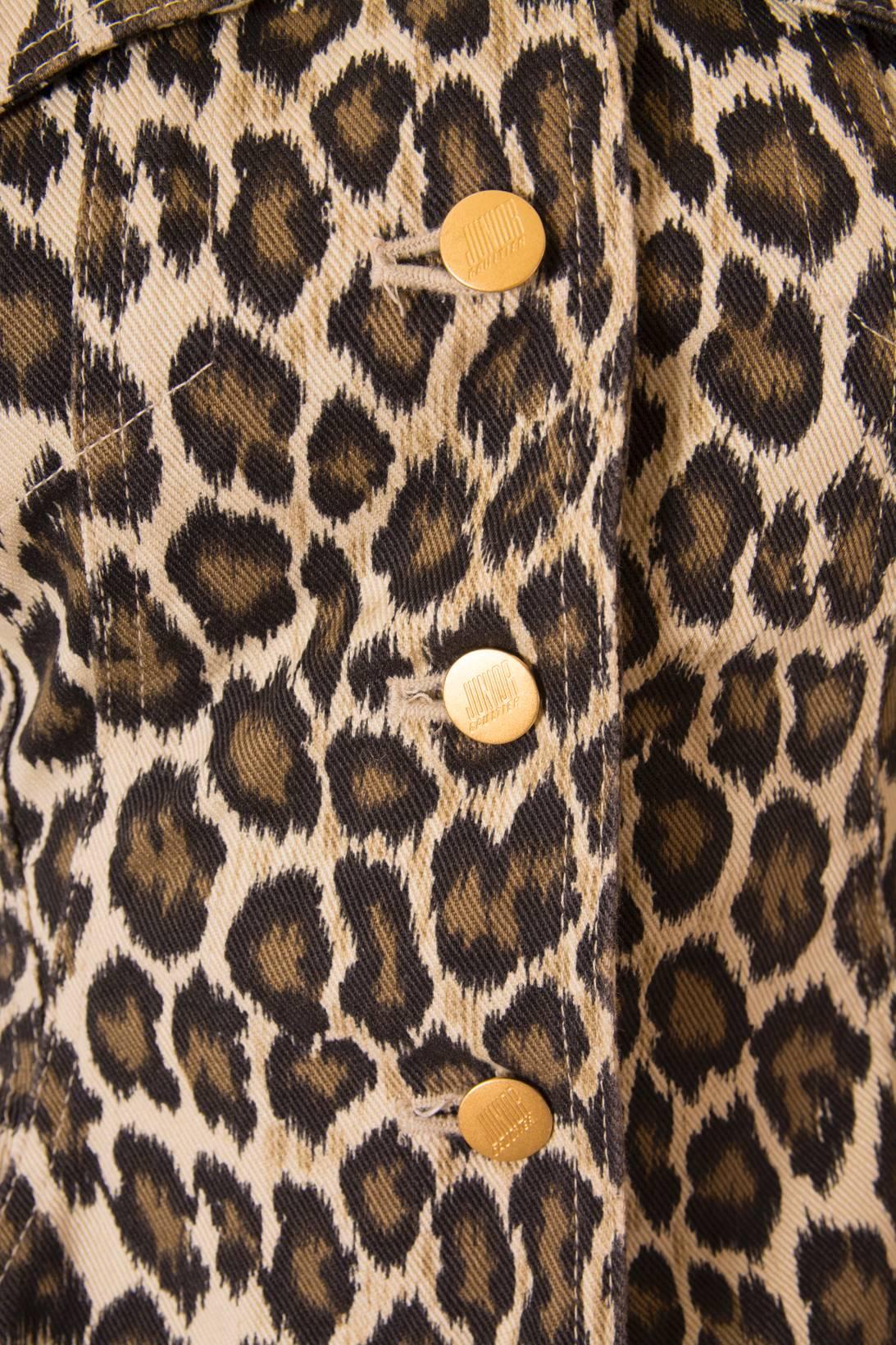 Jean Paul Gaultier Leopard Print Denim Corset Jacket 1