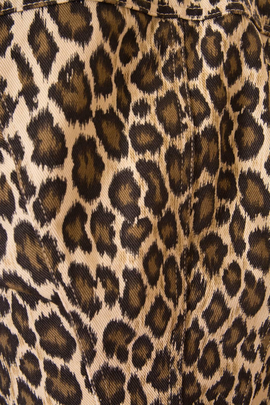 Jean Paul Gaultier Leopard Print Denim Corset Jacket 2