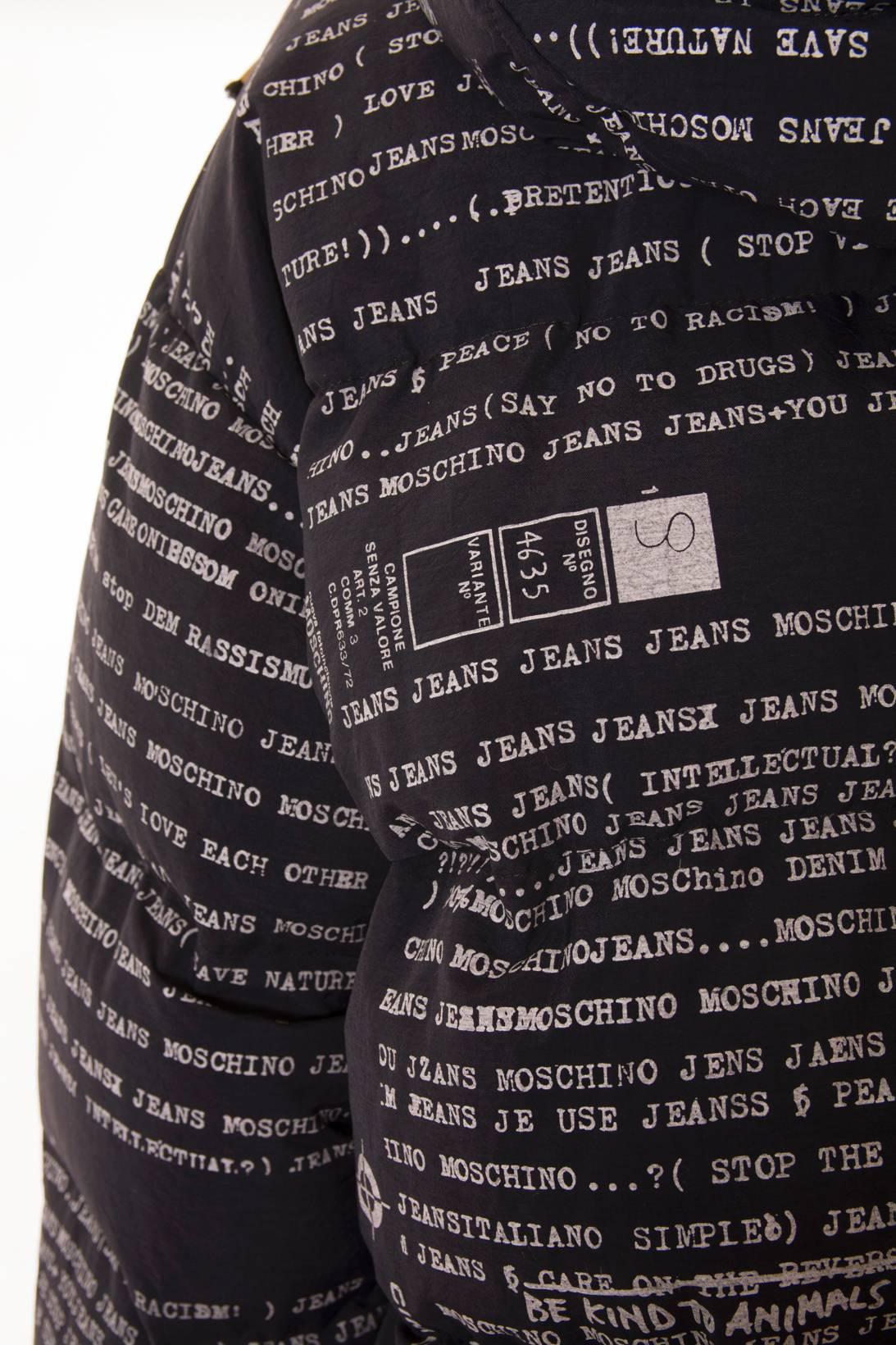 Black Moschino Text Print Puffer Jacket